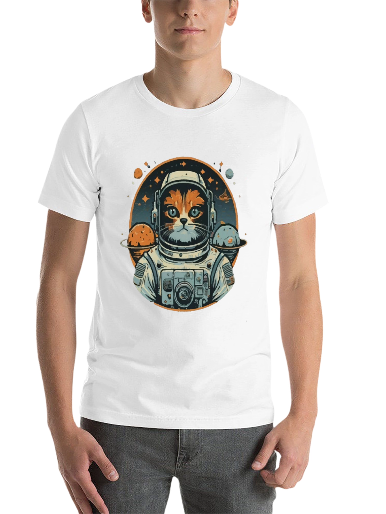 Black Cat Astronaut Graphic T-Shirt - Space Kitty Tee view 14