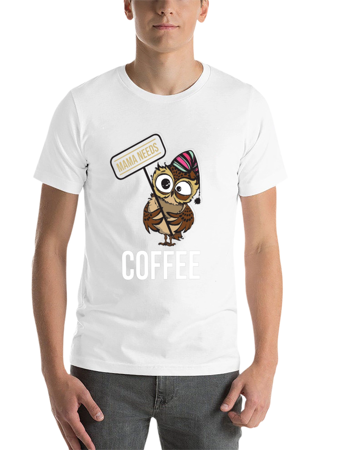 Black Mama Needs Coffee Owl T-Shirt - Cute Graphic Tee view 14