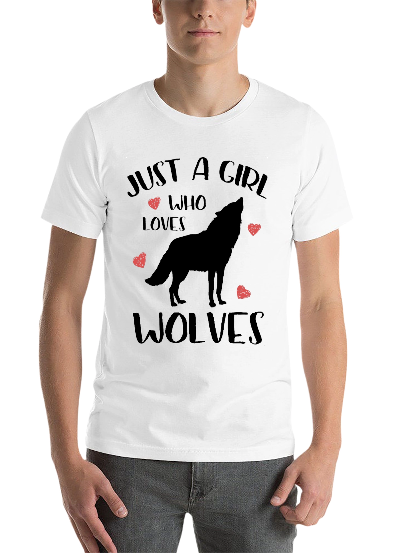 Black Just a Girl Who Loves Wolves T-Shirt view 14
