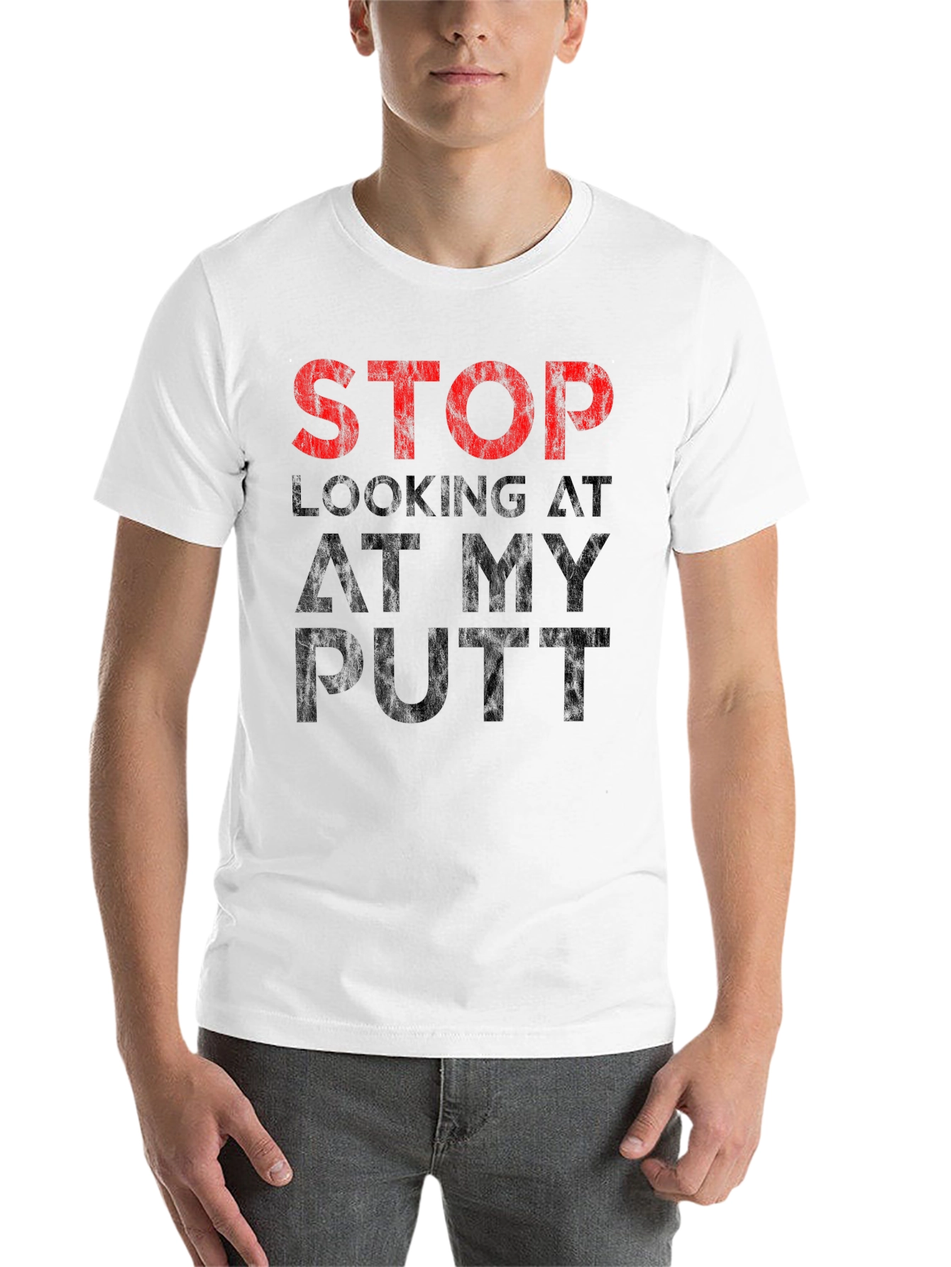 Black Stop Looking At My Putt T-Shirt - Funny Golf Tee view 14