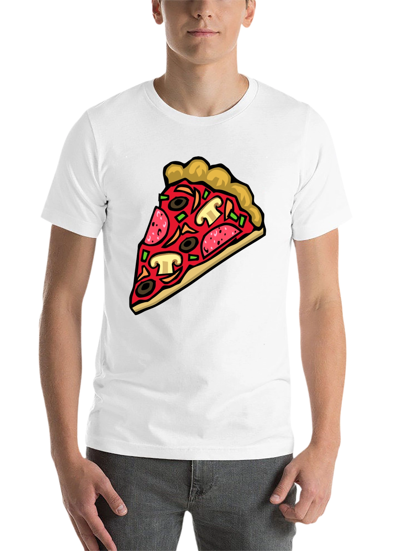 Black Pizza Slice Graphic Tee - Black Crew Neck view 14