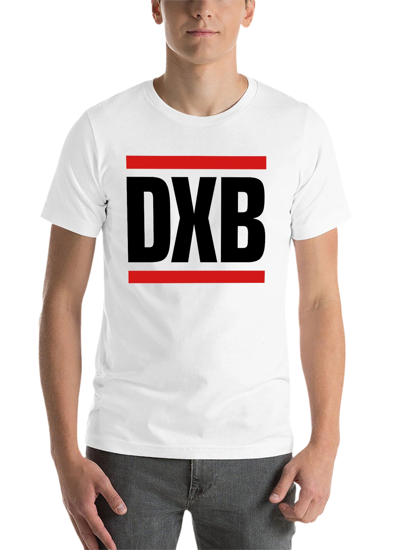 Black DXB Bold Graphic Tee - Modern Airport Code Shirt view 14