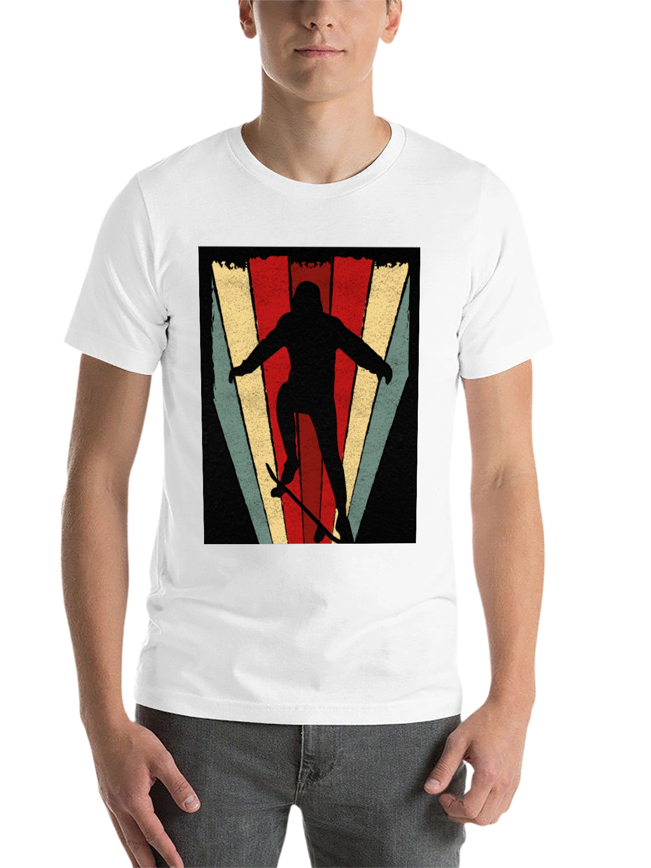 Black Retro Skateboarder Graphic T-Shirt view 14