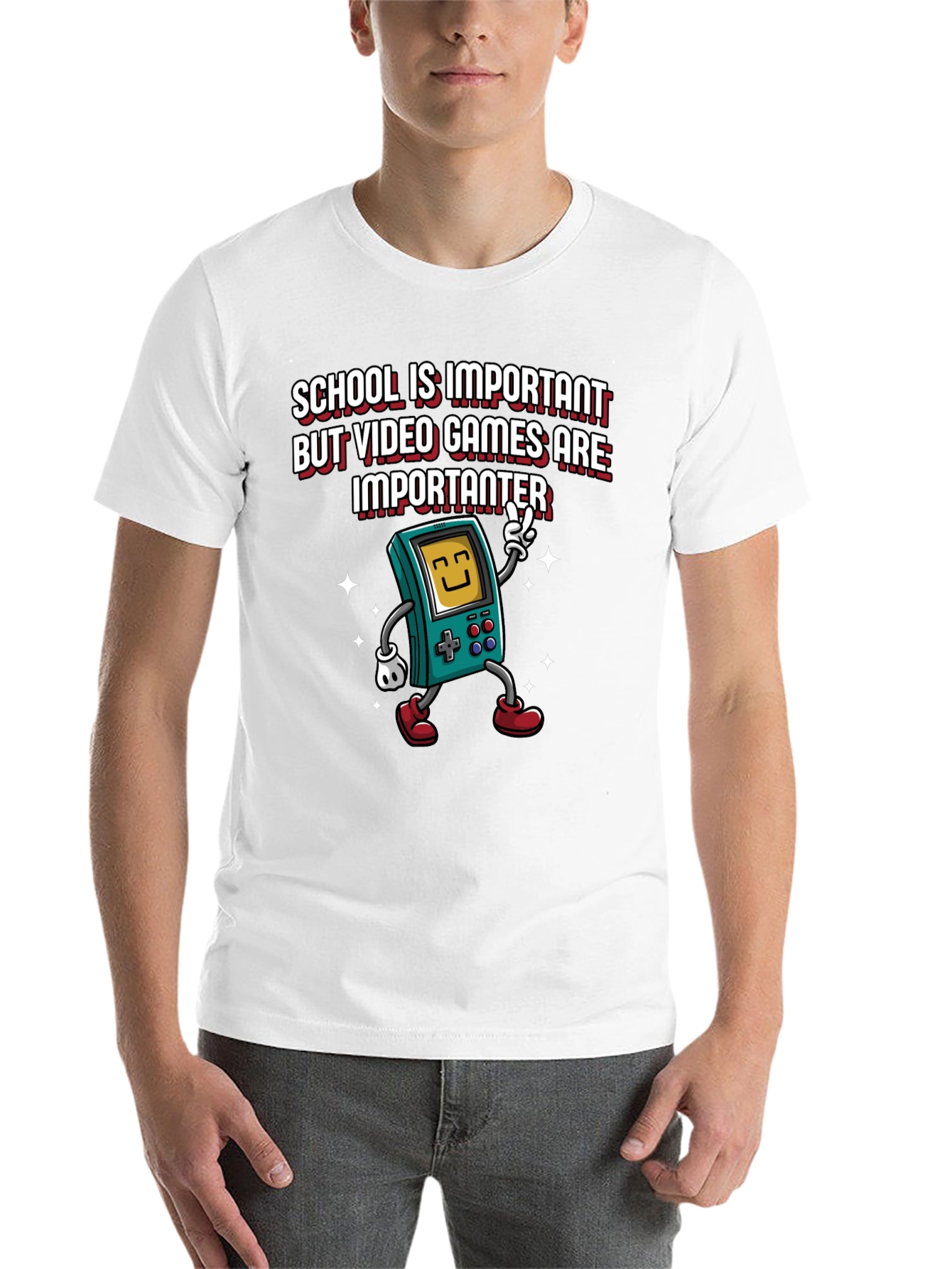 Black Video Game Lover's Tee: School vs Games view 14