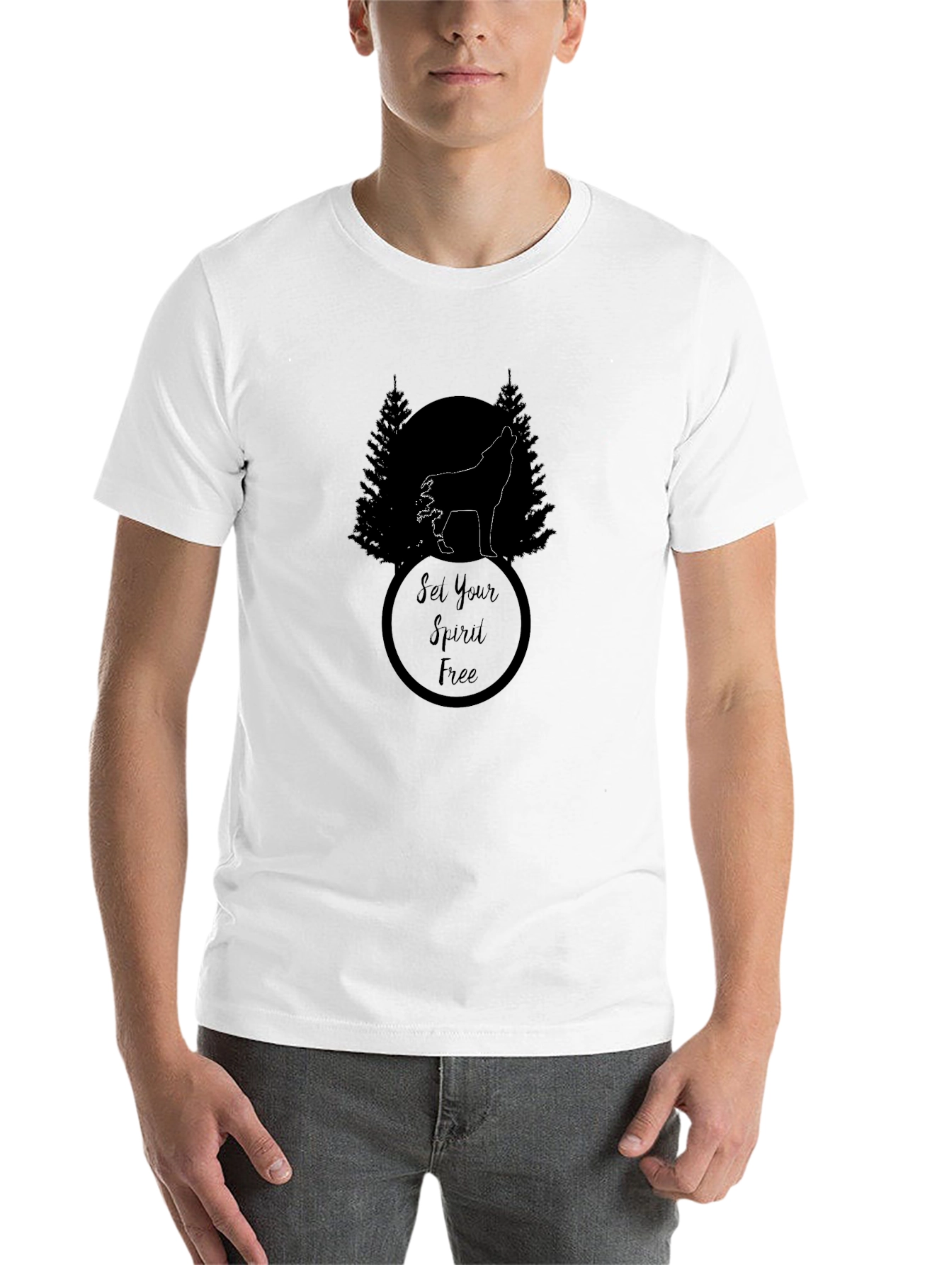 Black Set Your Spirit Free Wolf Graphic Tee - Black view 14