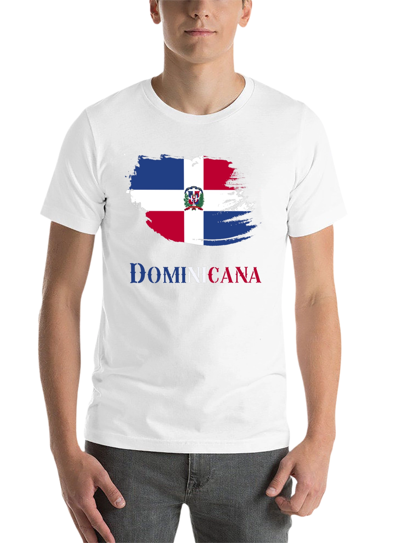 Black Dominicana Flag T-Shirt - Men's Short Sleeve Tee view 14
