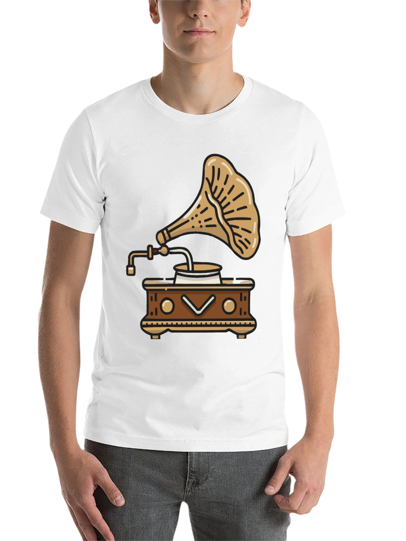 Black Vintage Gramophone T-Shirt - Retro Music Style view 14