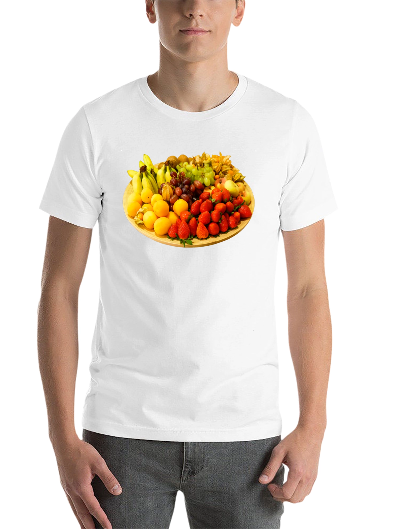 Black Fruit Platter Graphic Tee - Black Unisex T-Shirt view 14