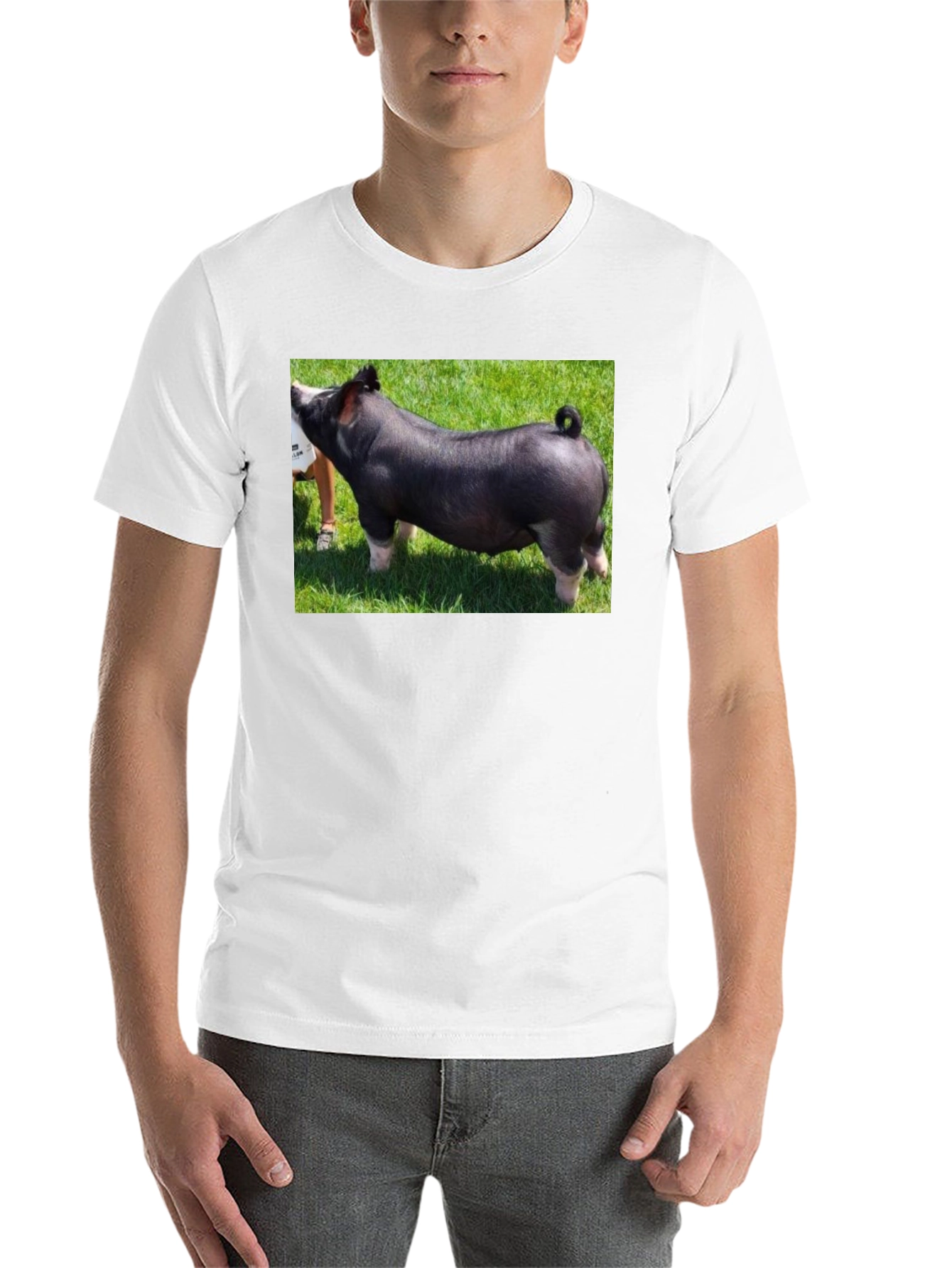 Black Black T-Shirt with Pig Graphic Tee view 14