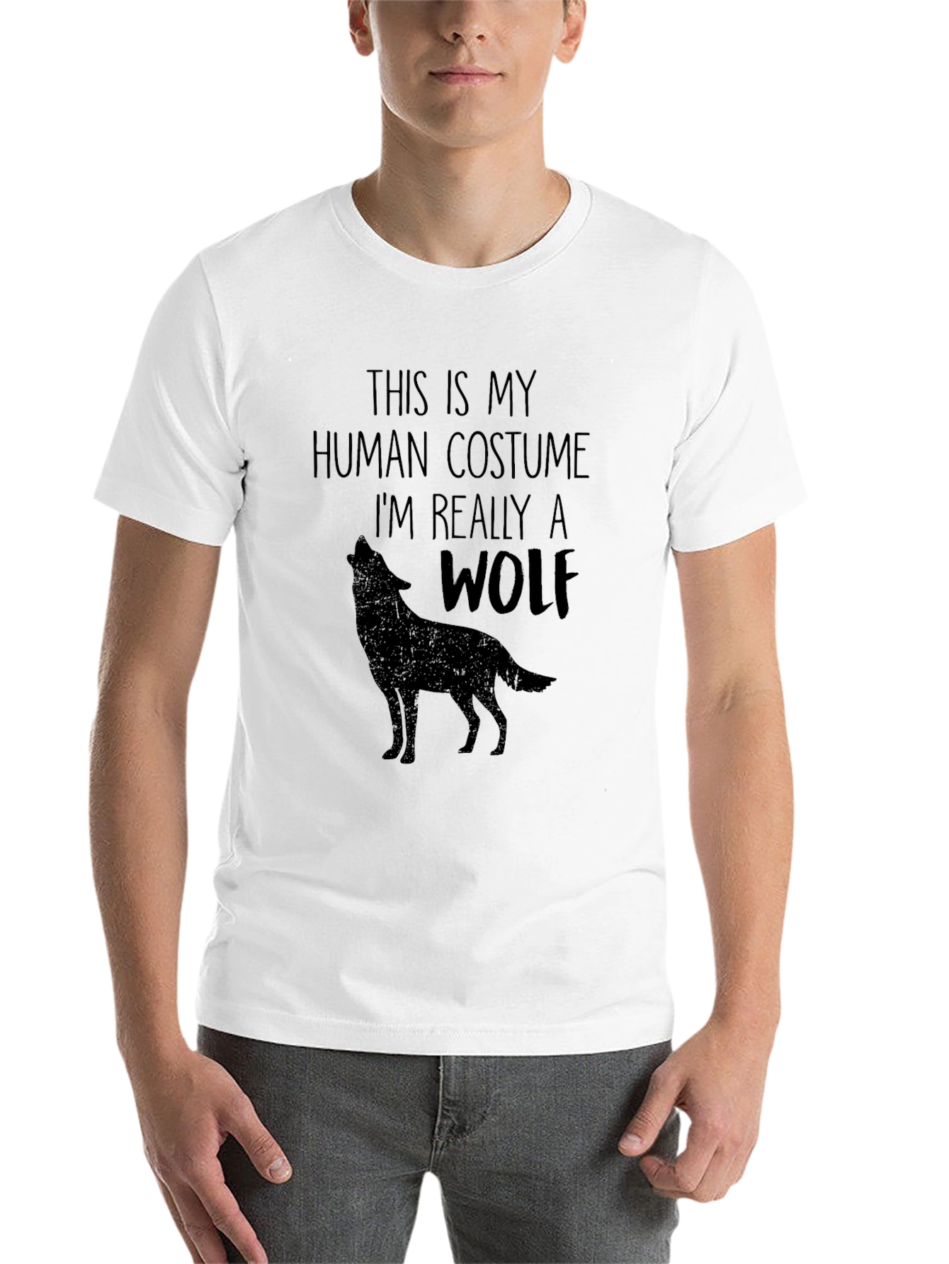 Black Human Costume Wolf Graphic T-Shirt view 14