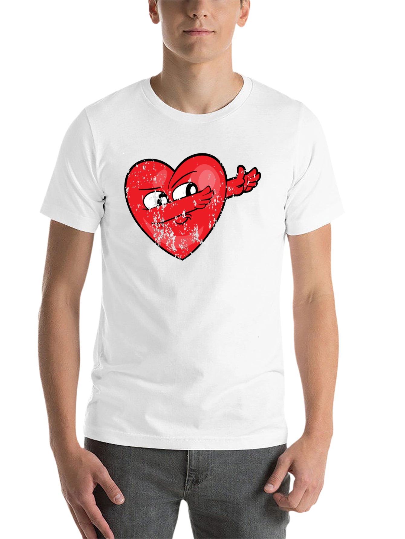 Black Dabbing Heart Graphic Tee - Valentine's Day Humor view 14