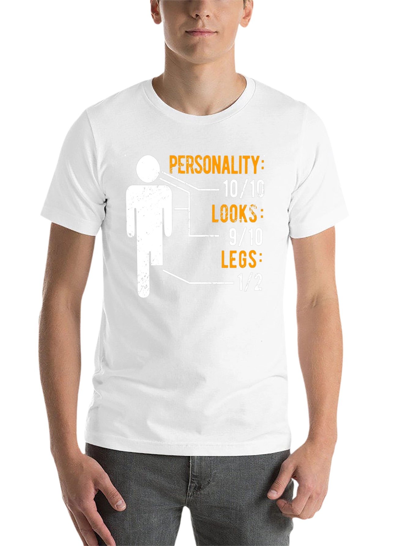 Black Funny One Legged Man Personality Graphic T-Shirt view 14