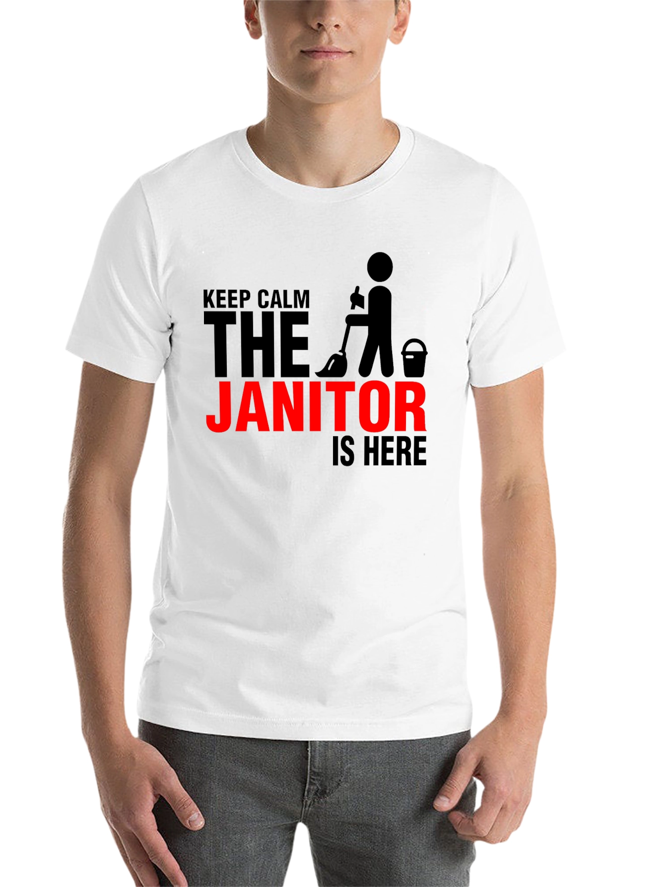Black Keep Calm Janitor T-Shirt - Funny Cleaning Crew Tee view 14