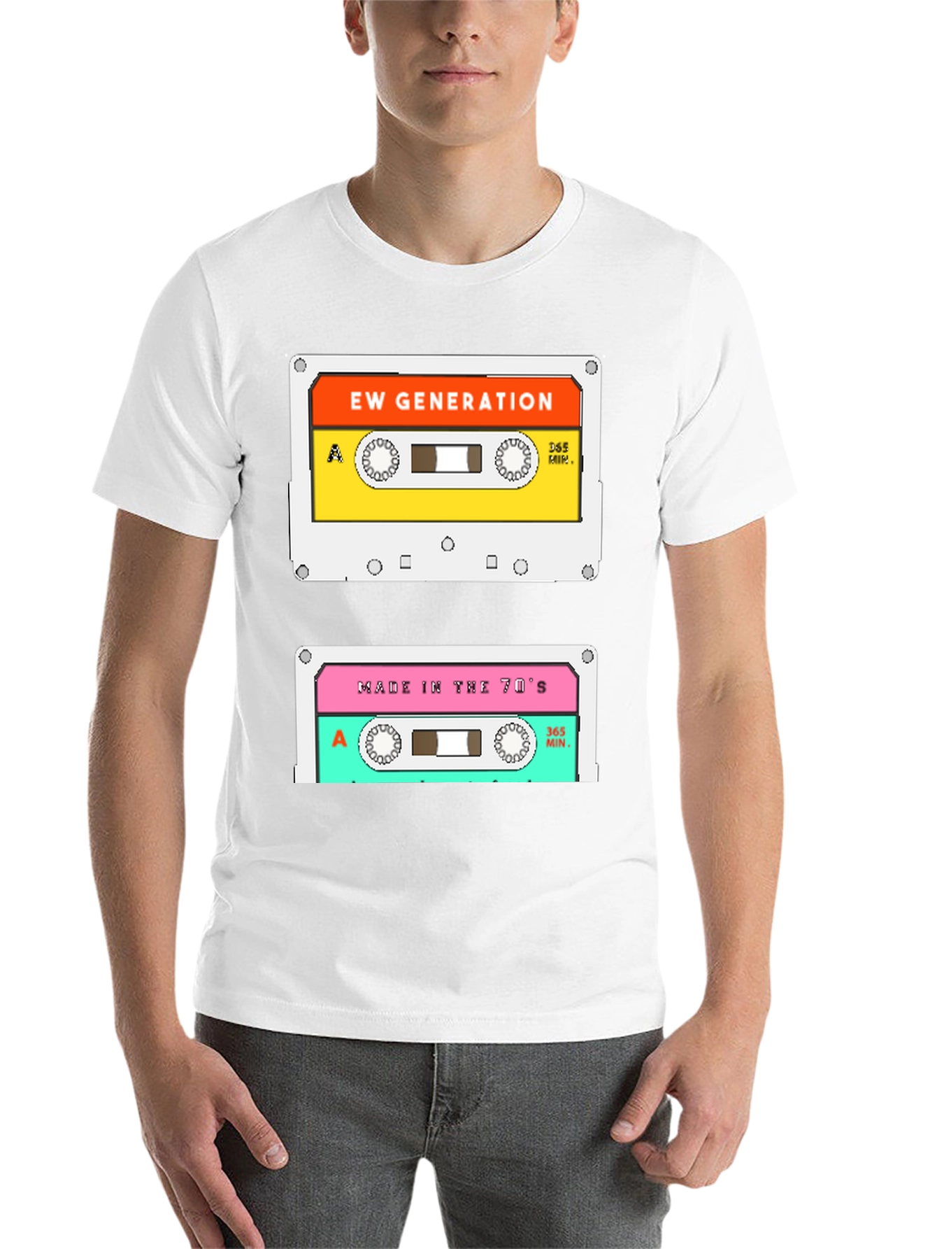 Black Retro Cassette Tape Graphic T-Shirt - EW Generation & 70's Mix view 14