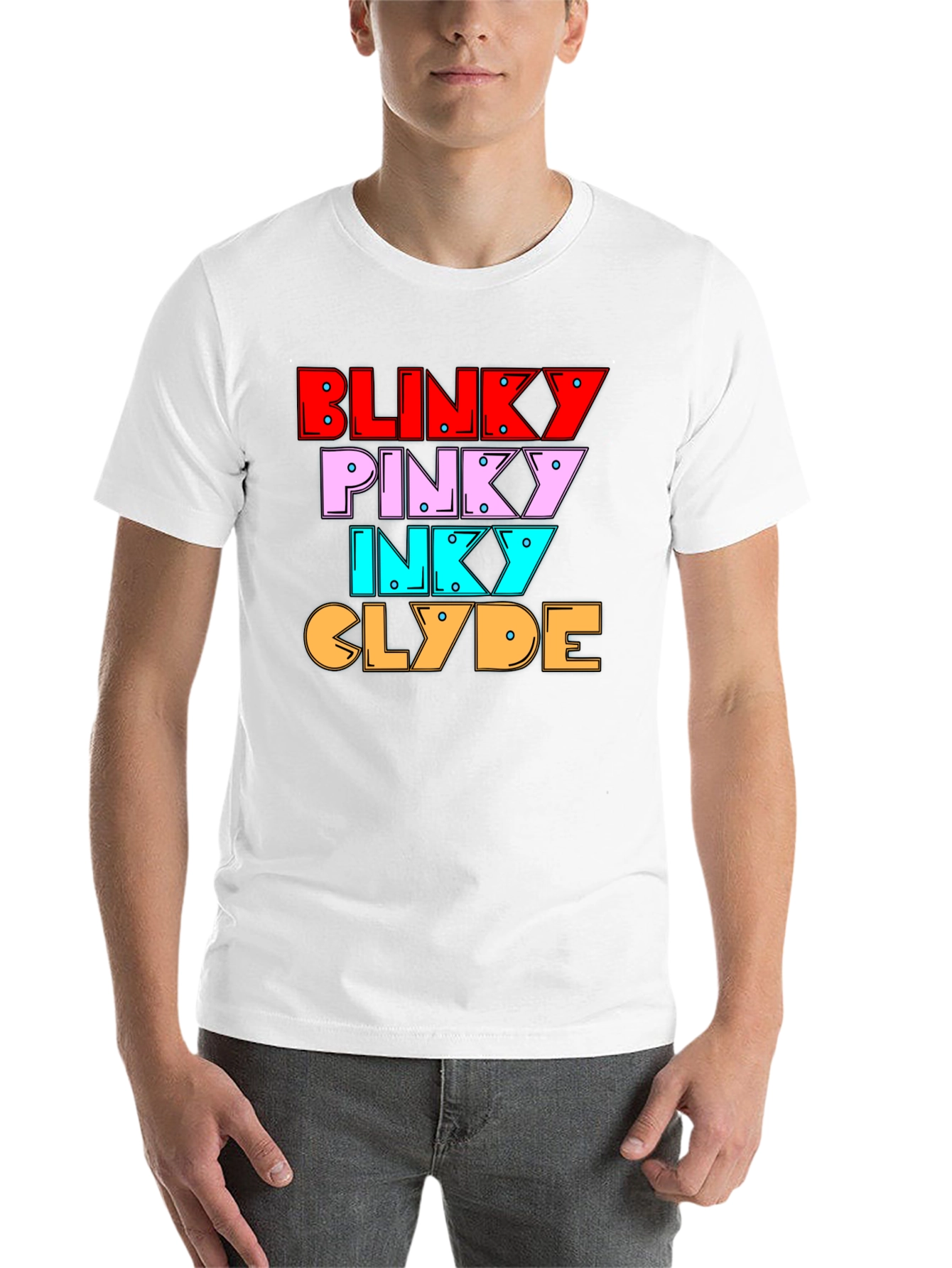 Black Retro Gaming Tee - Blinky, Pinky, Inky, Clyde Shirt view 14