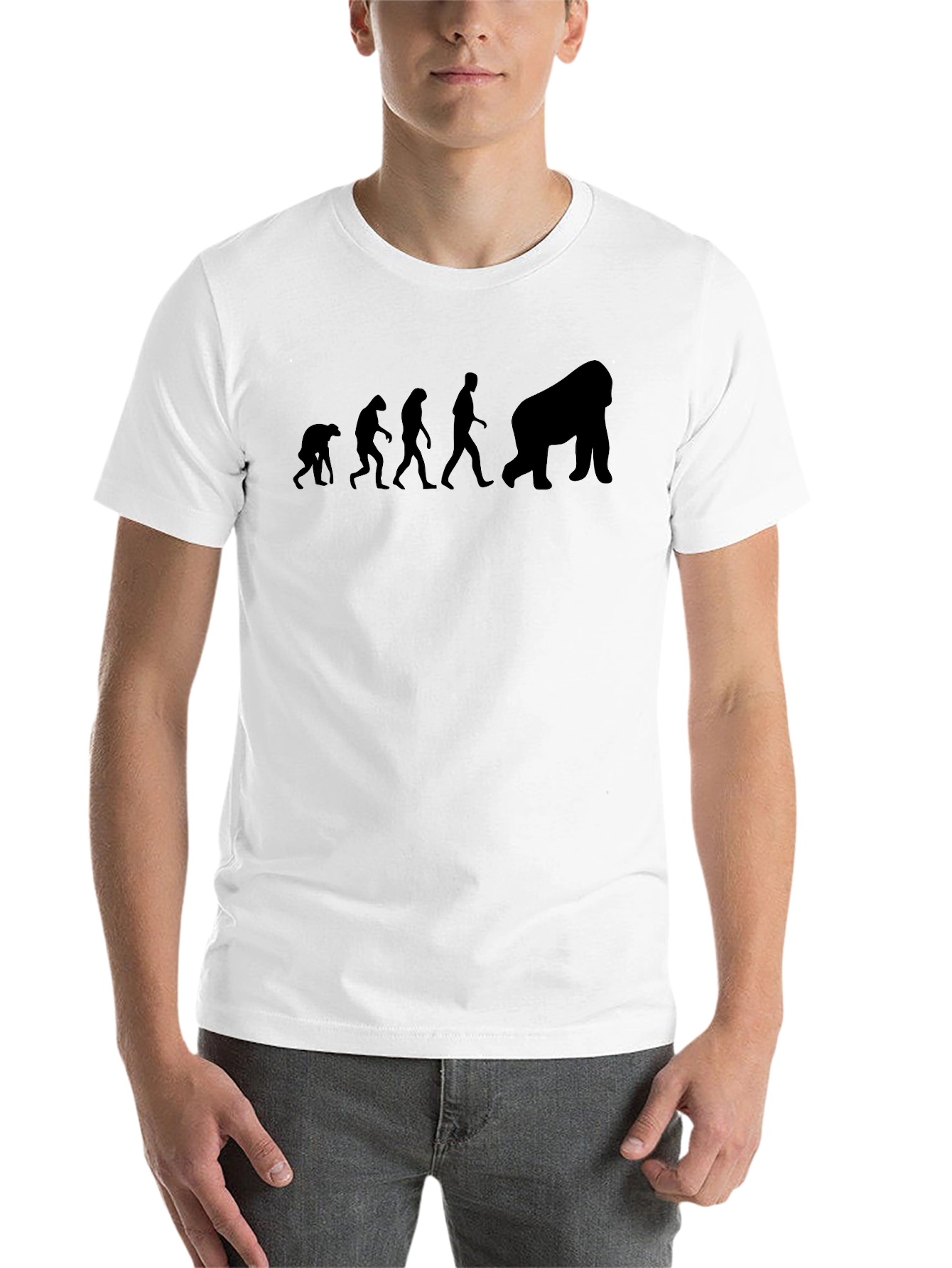 Black Evolution to Gorilla Graphic Black T-Shirt view 14