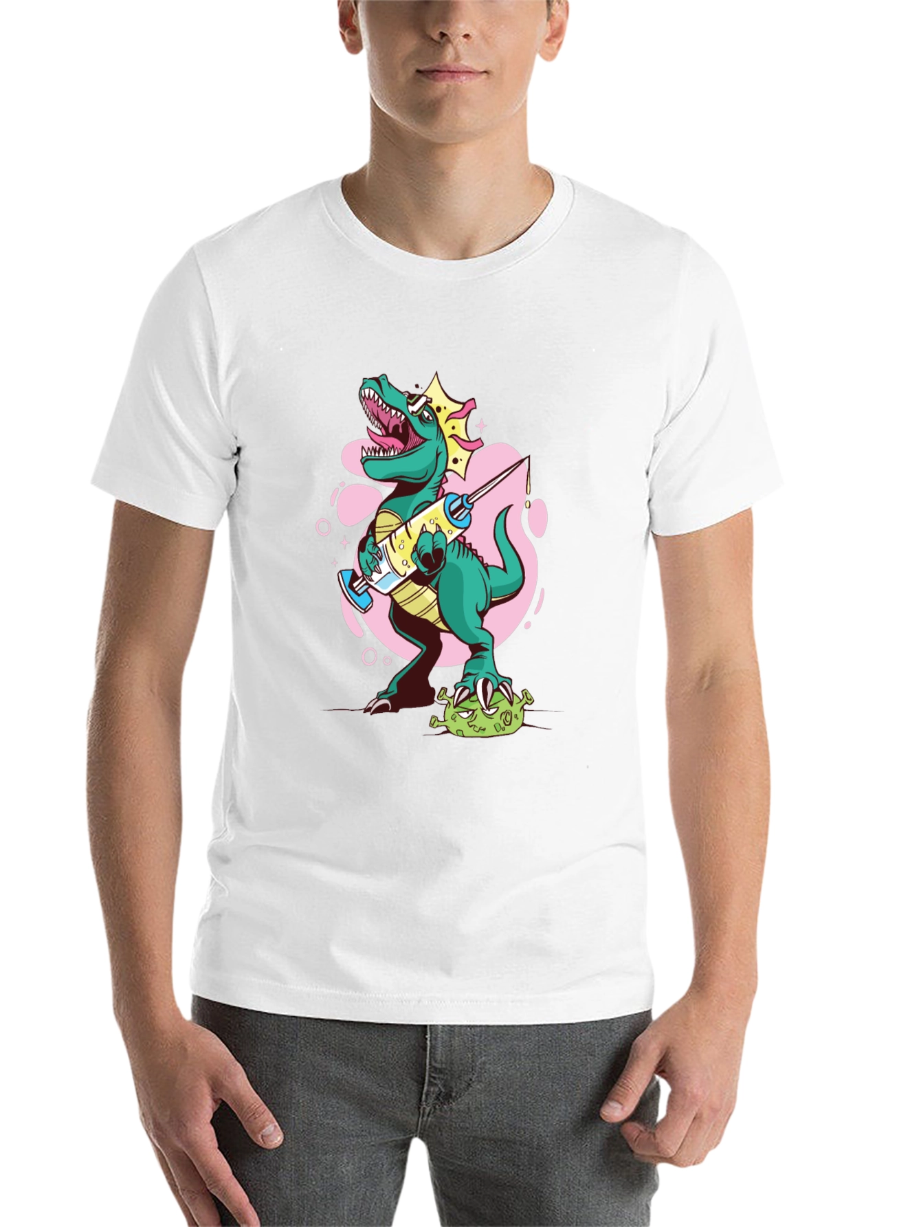 Black Dino Vaccine T-Shirt - Cure the Virus! view 14