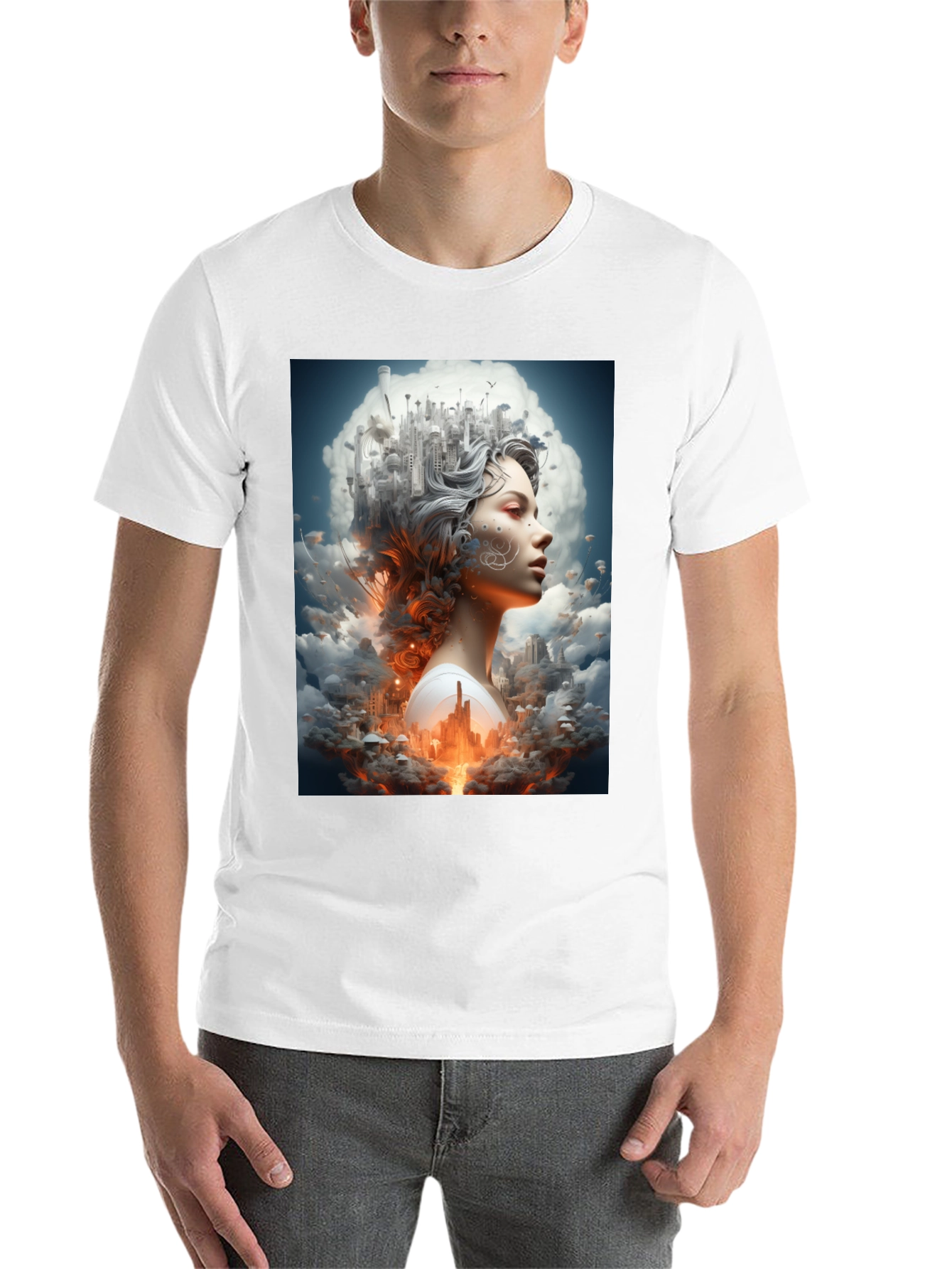 Black Artistic Cityscape Woman Black T-Shirt view 14