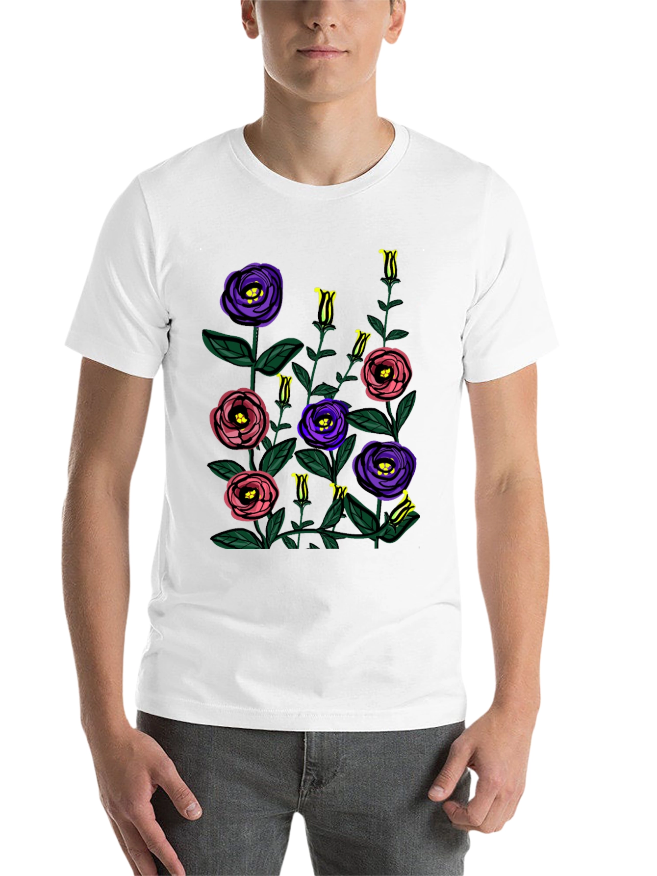 Black Floral Print Black T-Shirt view 14