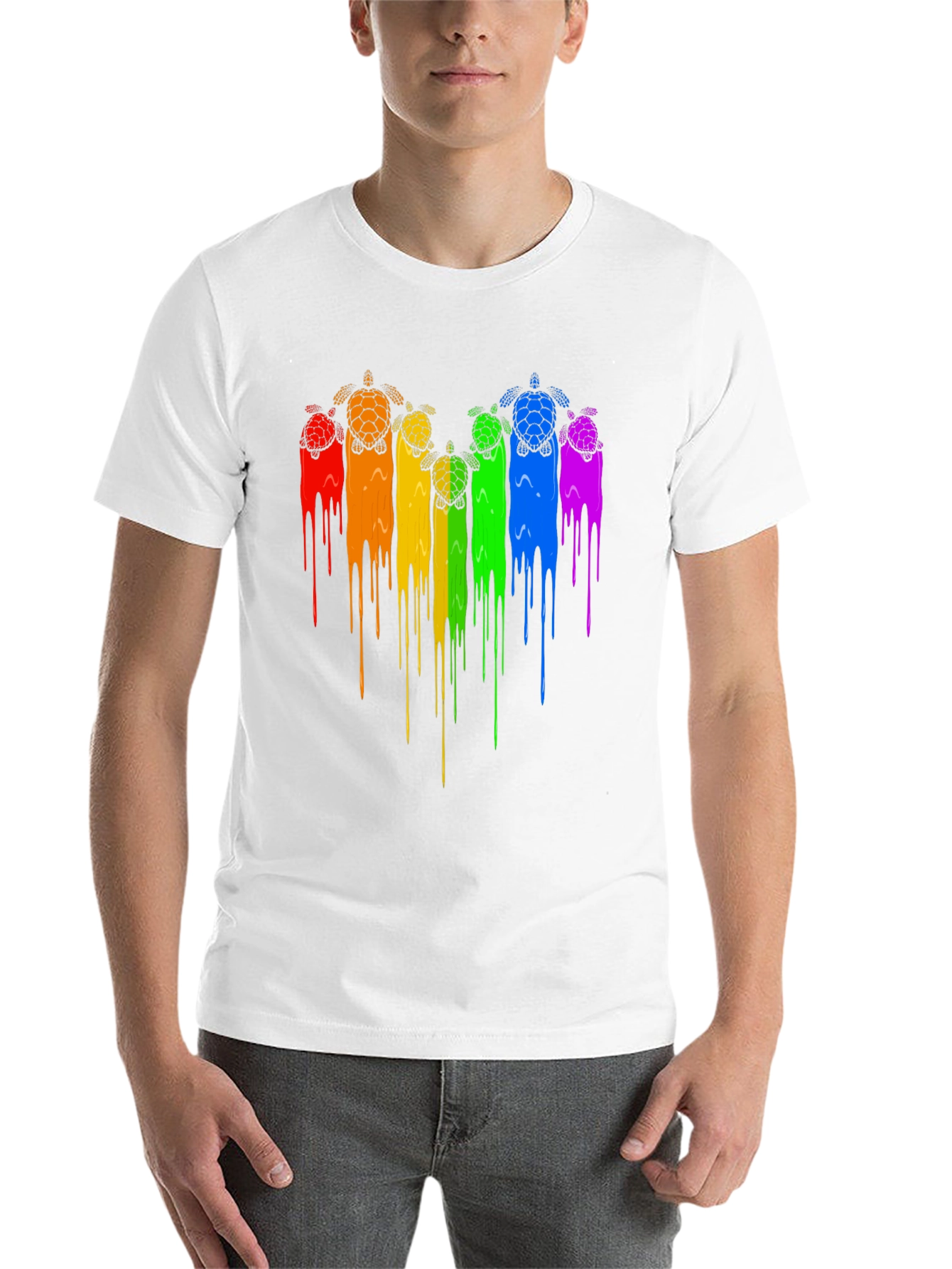 Black Rainbow Turtle Drip Graphic Tee - Black view 14