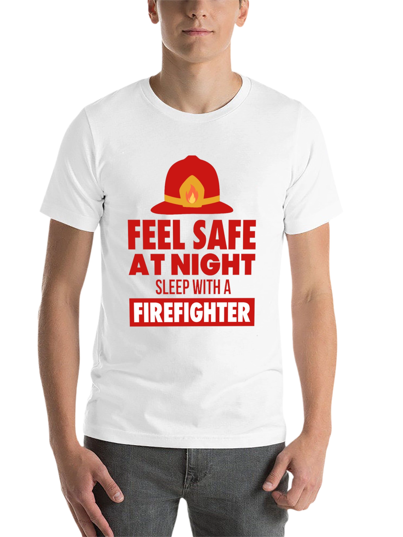 Black Feel Safe With a Firefighter Graphic Tee view 14