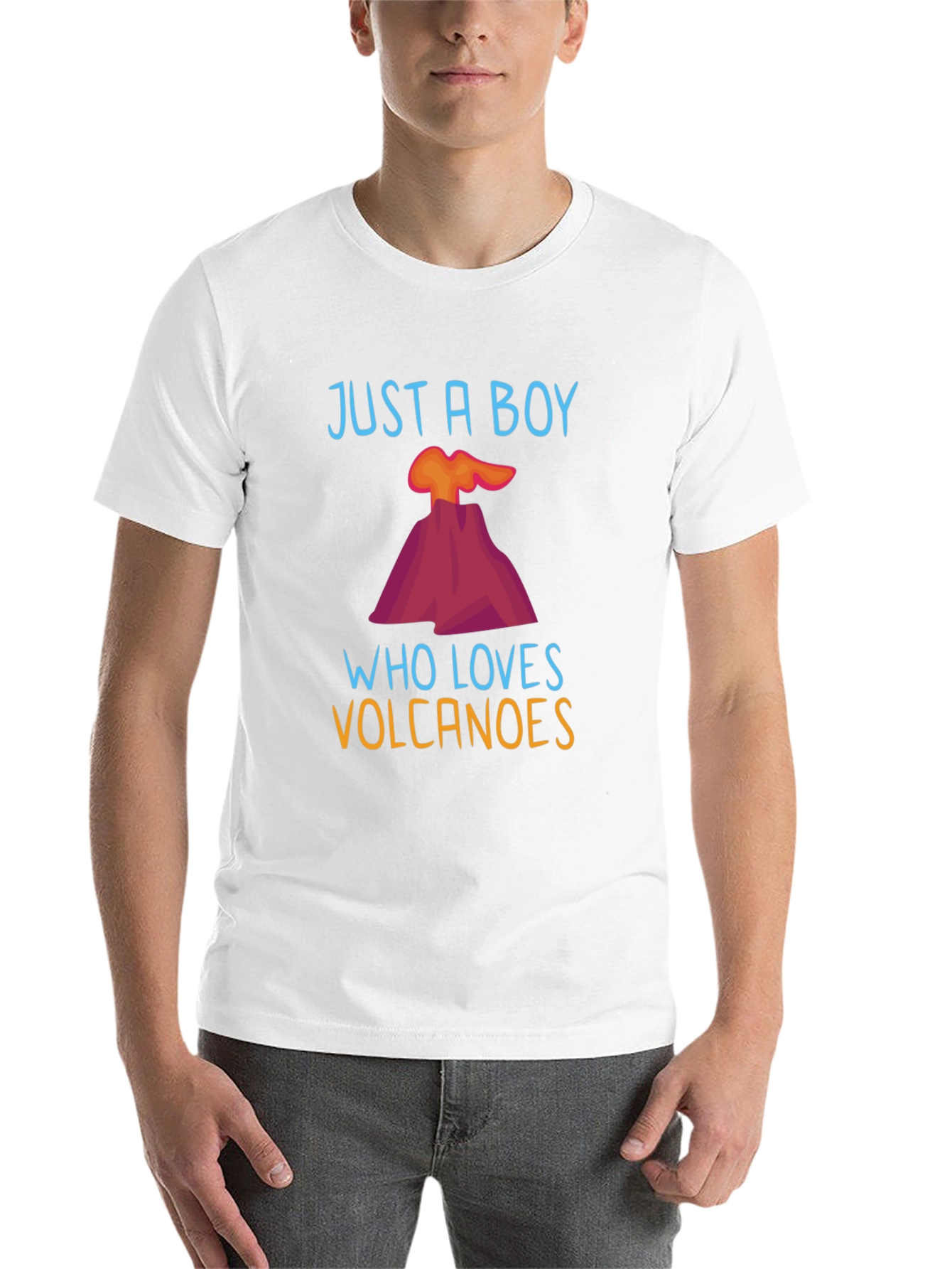 Black Volcano Lover Graphic Tee - Just a Boy Who Loves Volcanoes T-Shirt view 14