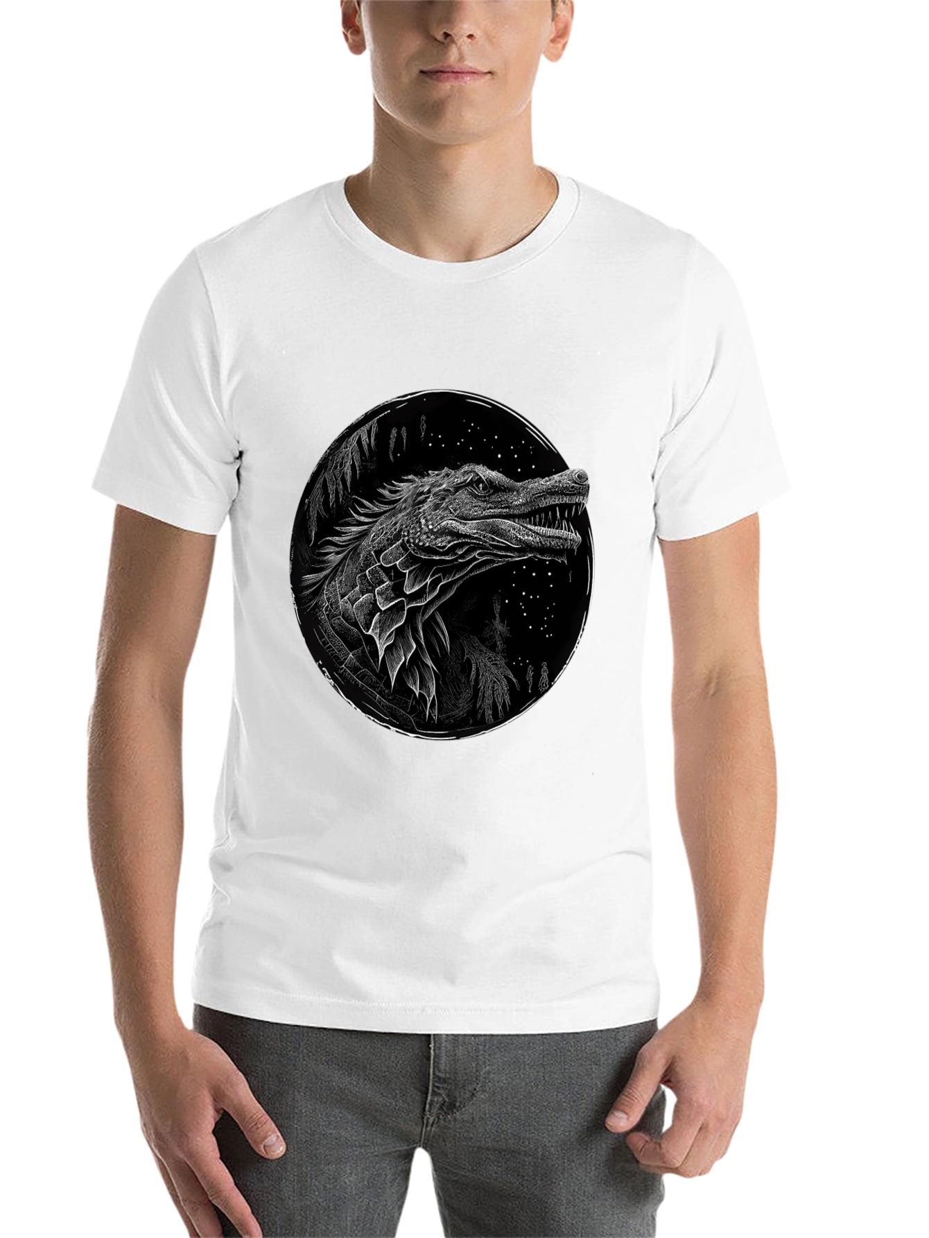 Black Crocodile Graphic Print T-Shirt - Black view 14