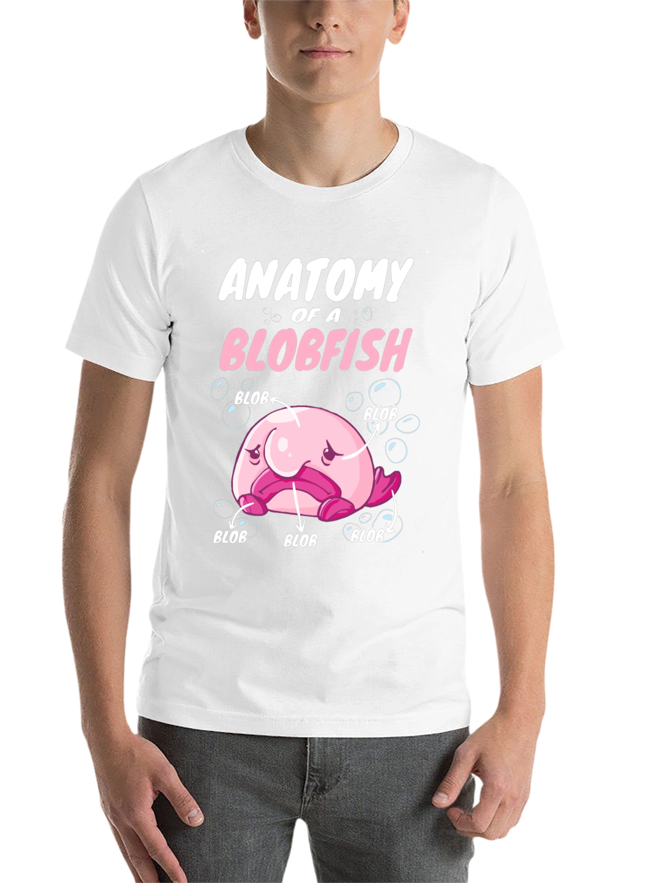 Black Anatomy of a Blobfish Graphic T-Shirt view 14