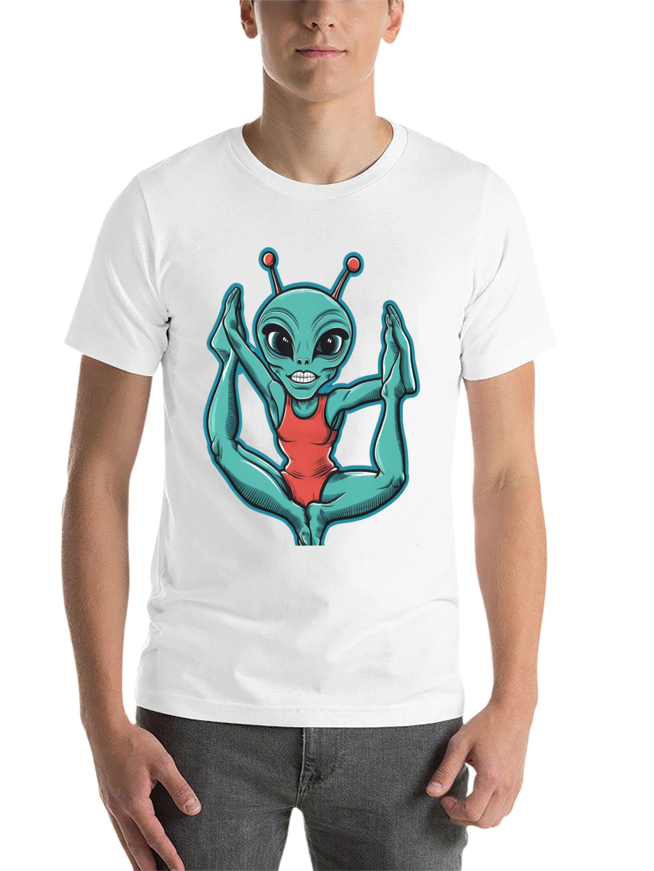 Black Alien Yoga T-Shirt - Funny Extraterrestrial Tee view 14