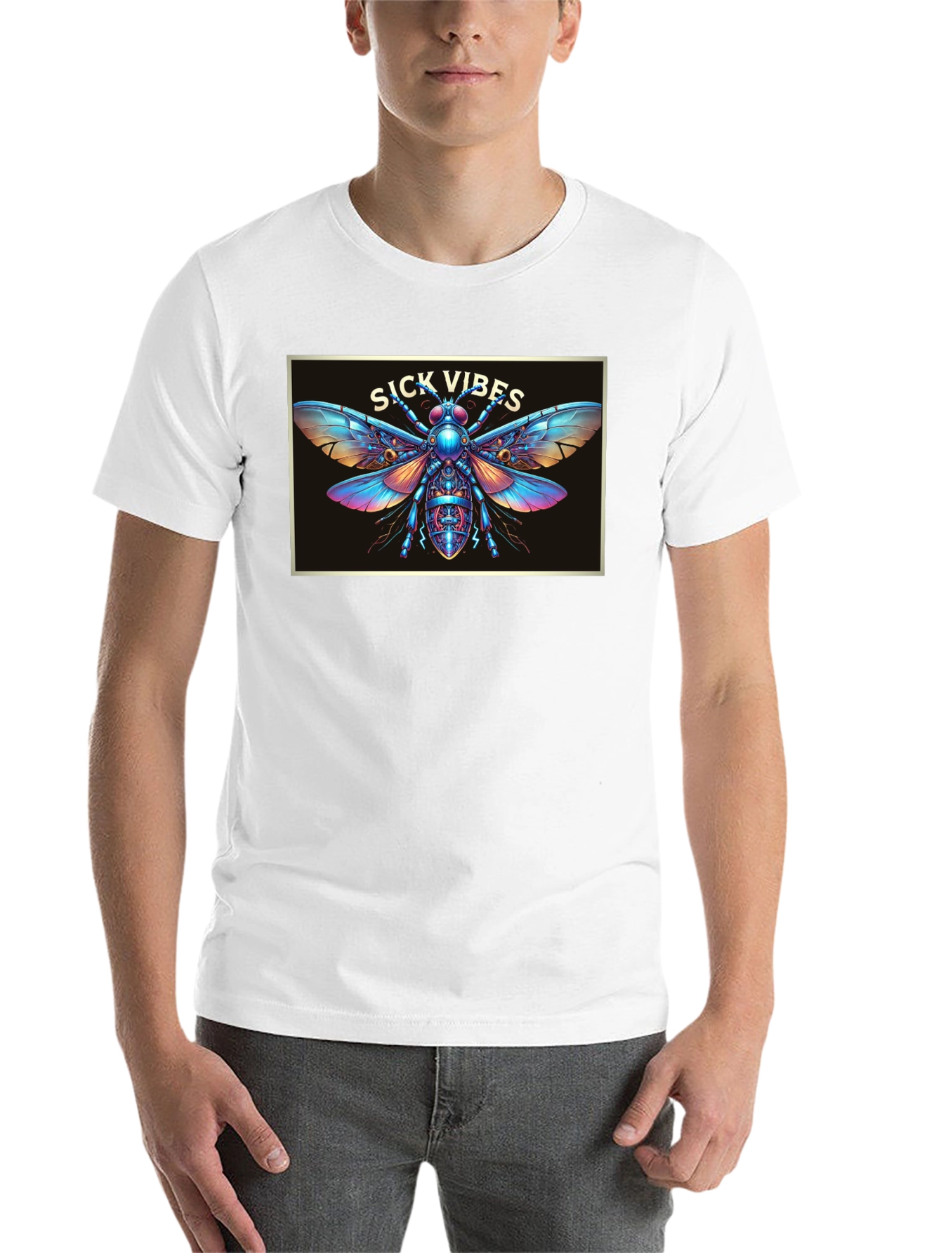 Black Sick Vibes Graphic T-Shirt - Unique Insect Design view 14