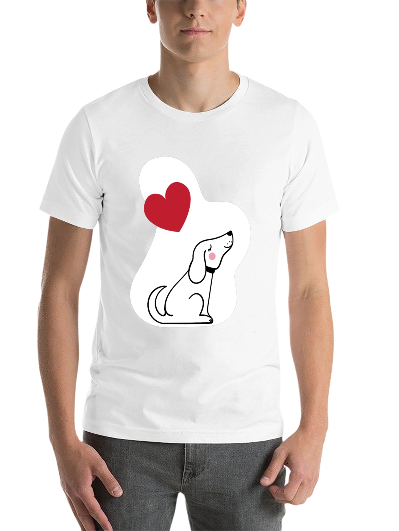 Dog Lover T-Shirt - Cute Cartoon Puppy with Heart - 14