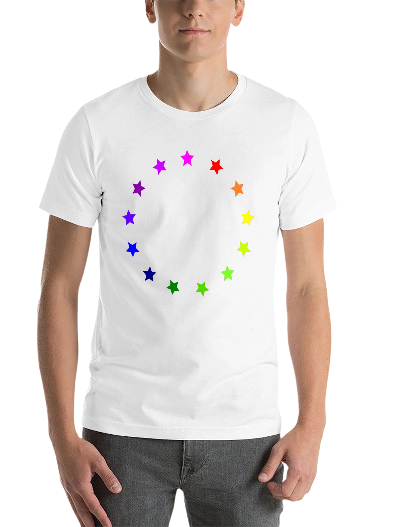 Black Rainbow Star Circle Black T-Shirt view 14