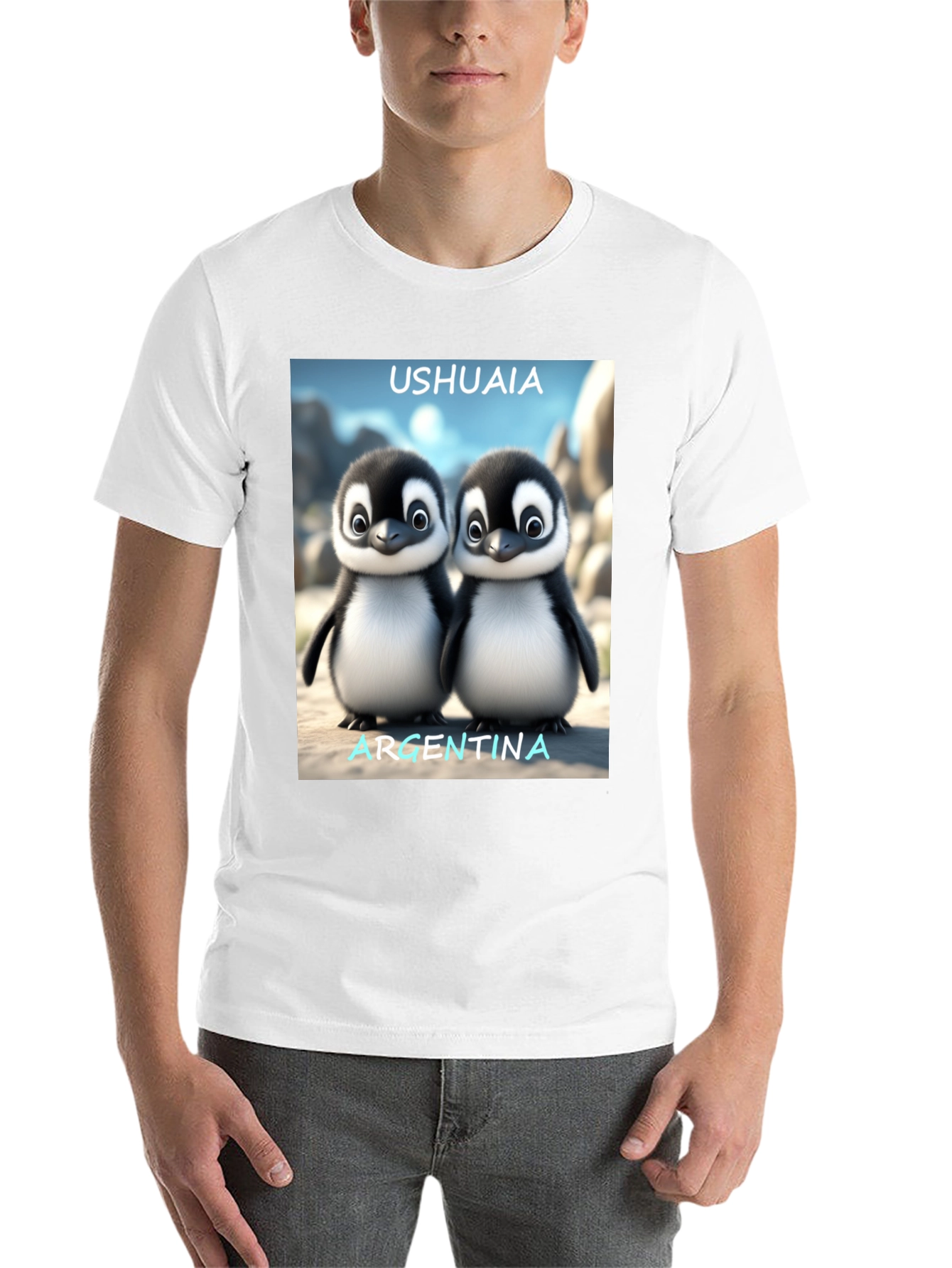 Black Ushuaia Argentina Penguin Tee - Black view 14