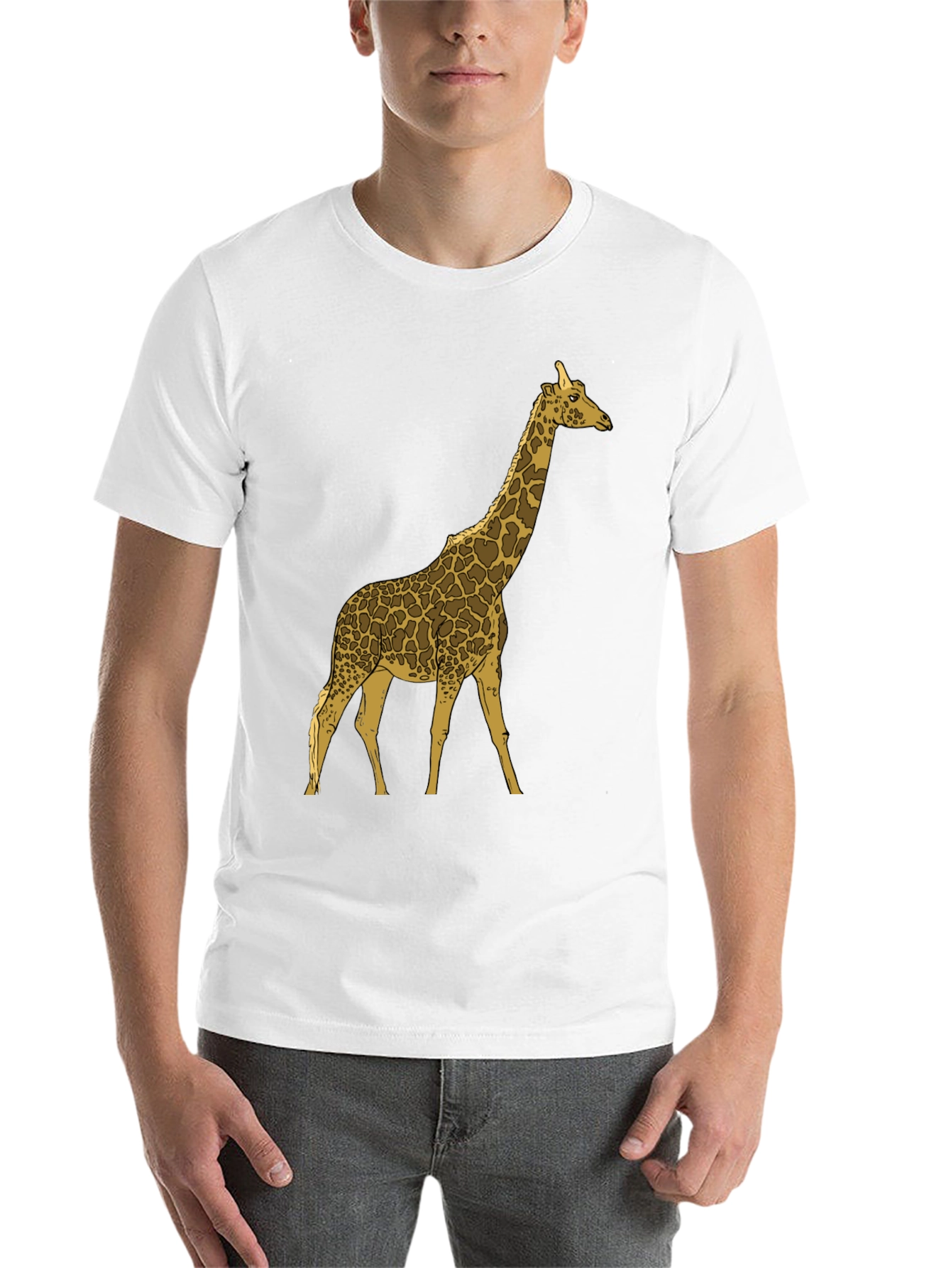 Black Giraffe Graphic Print Black Crew Neck T-Shirt view 14
