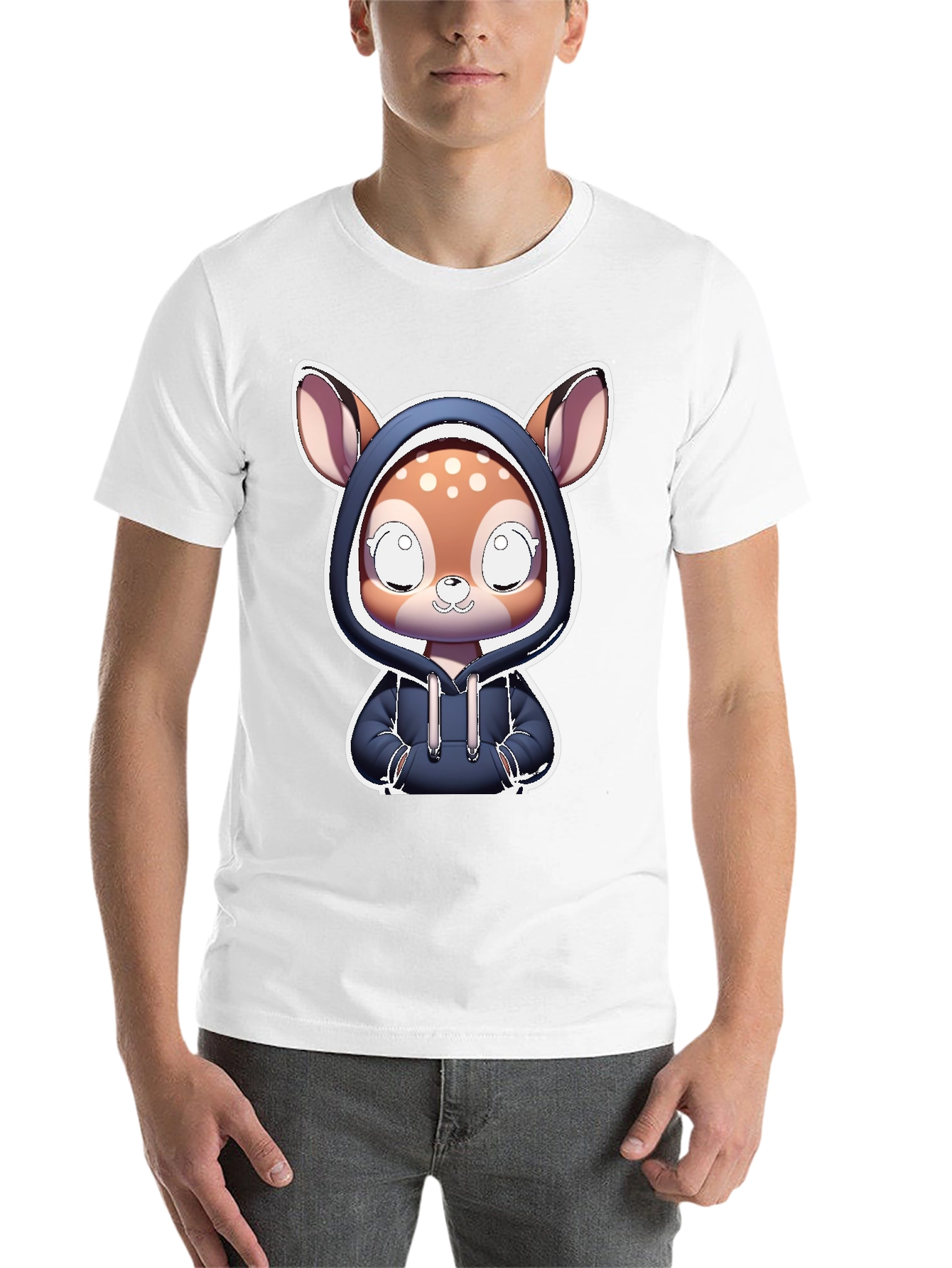 Black Cute Deer Hoodie T-Shirt view 14