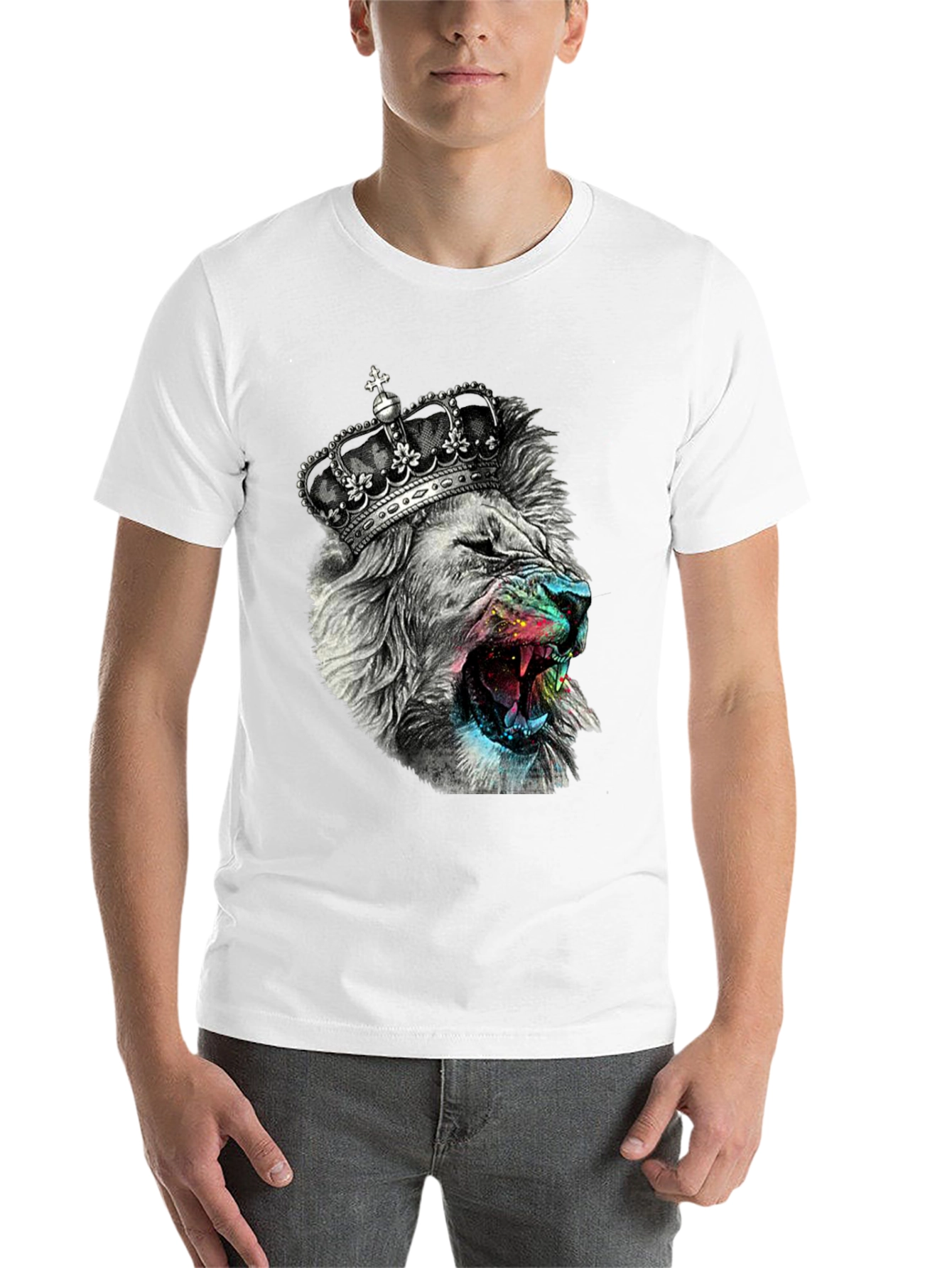 Black King Lion Graphic T-Shirt - Black view 14