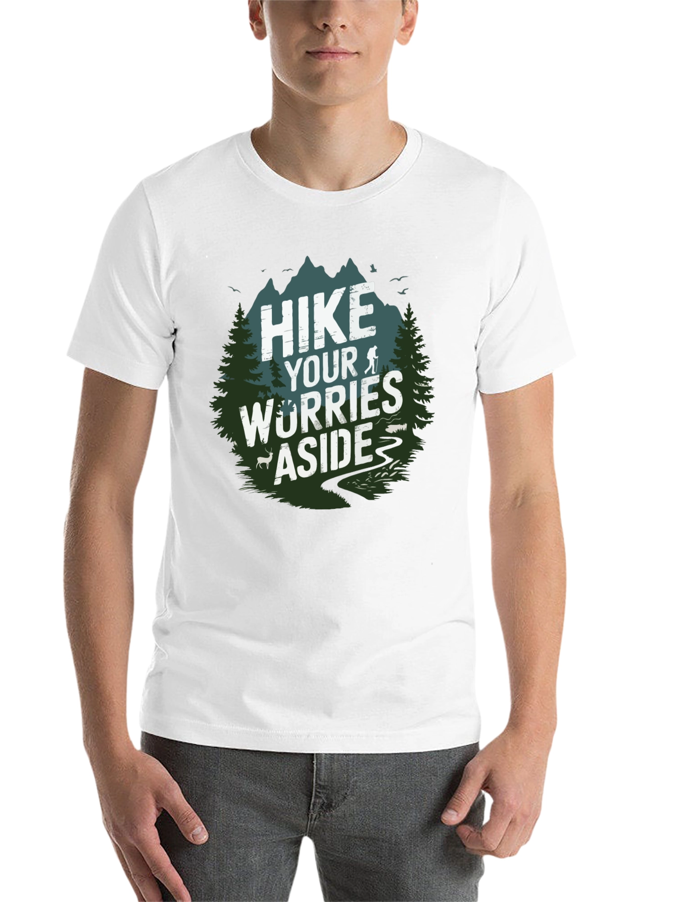 Black Hike Your Worries Aside Tee view 14