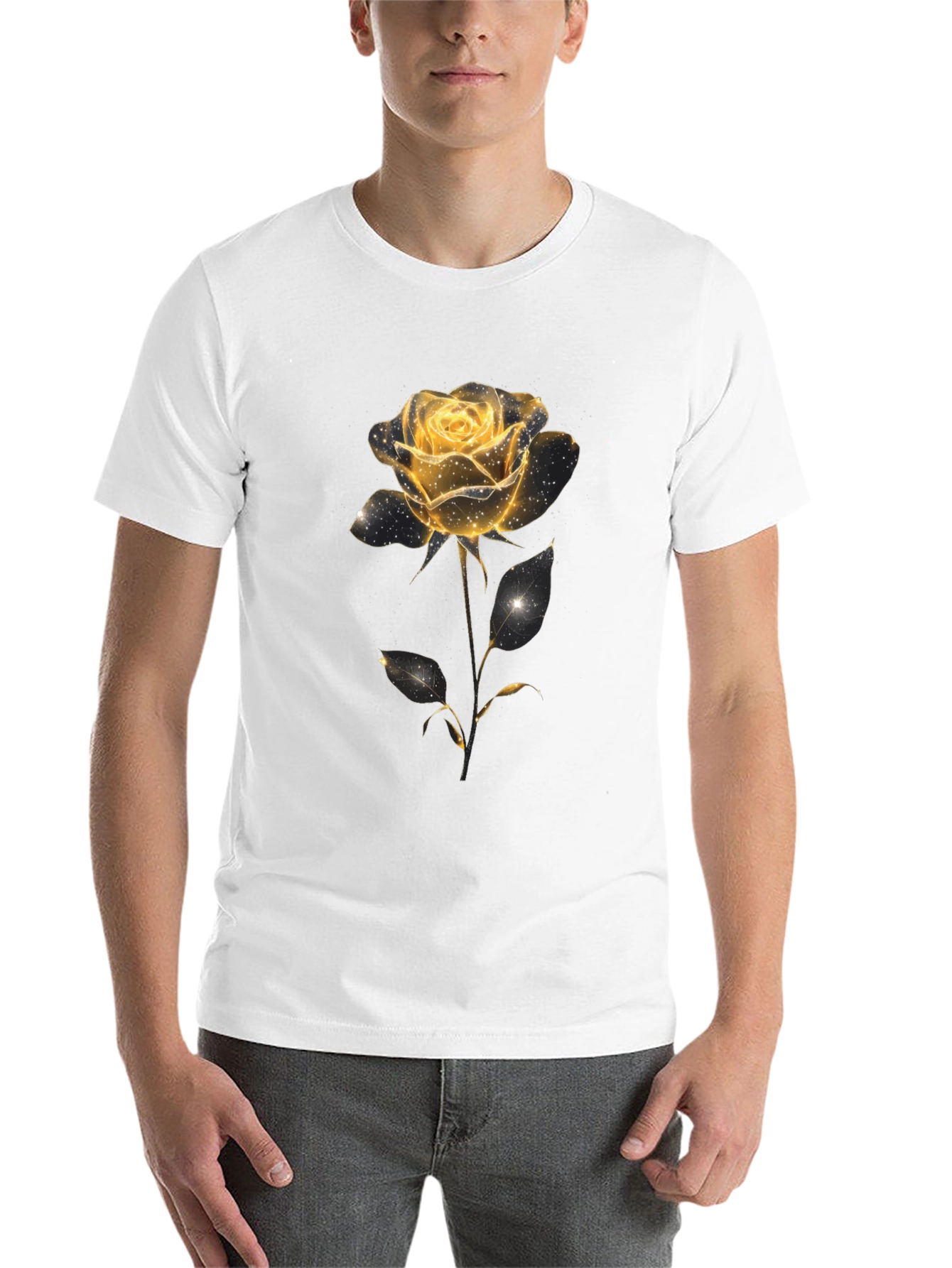Black Golden Rose Graphic Tee - Black Cotton Blend view 14
