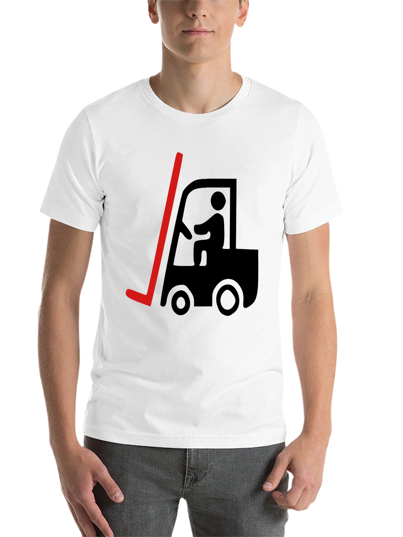 Black Forklift Humor Graphic T-Shirt - Black Cotton Tee view 14