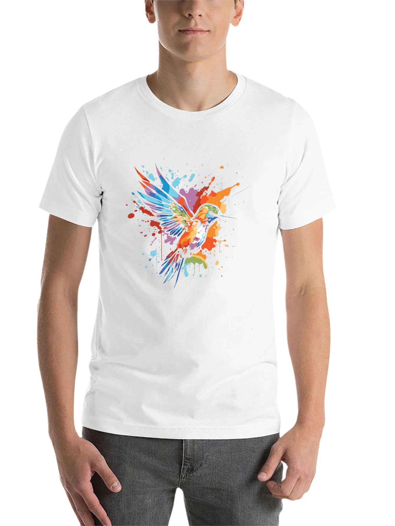 Black Hummingbird Splatter Art Graphic Tee - Unique Design view 14