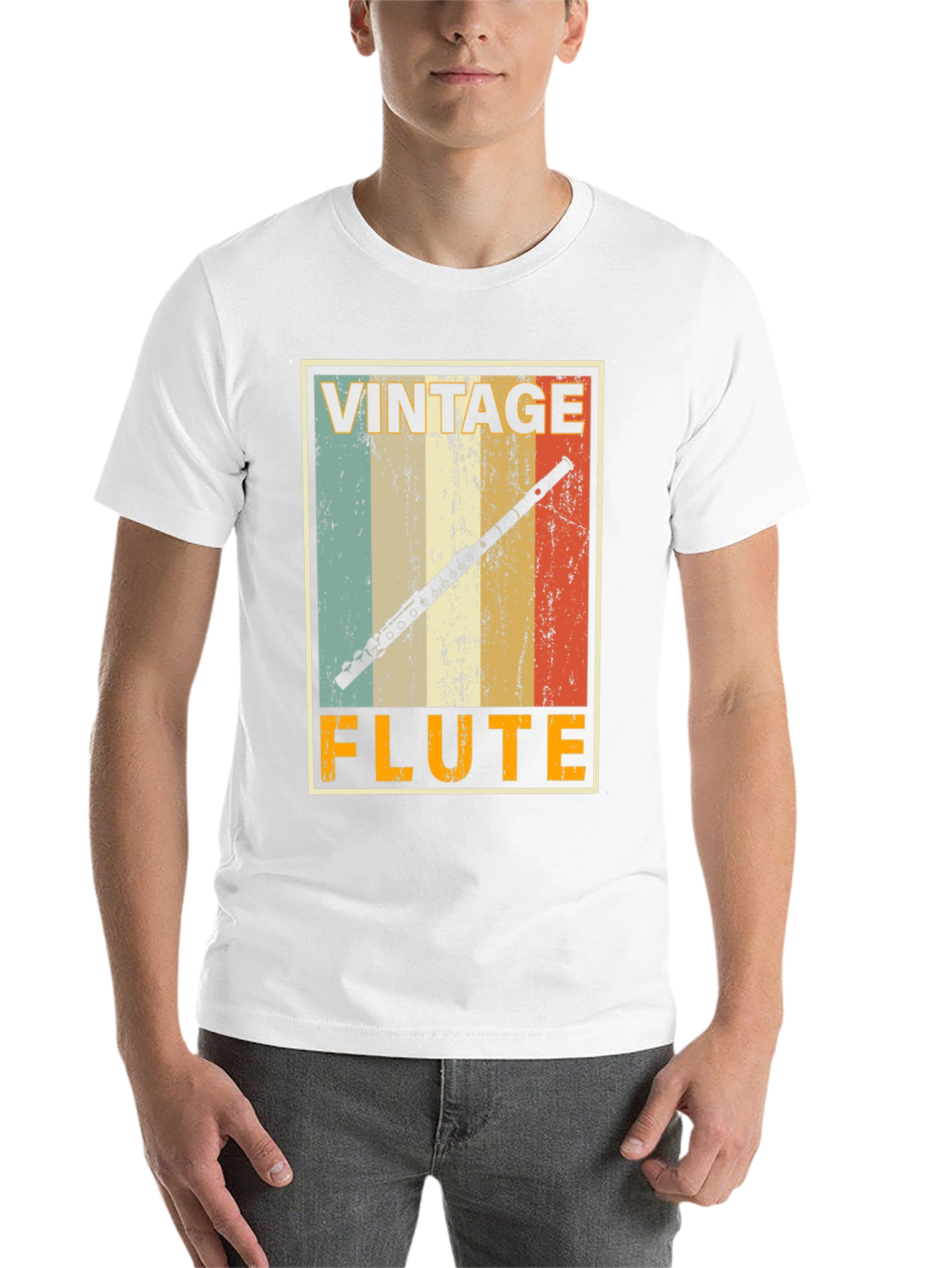 Black Vintage Flute T-Shirt - Musician's Retro Style Tee view 14