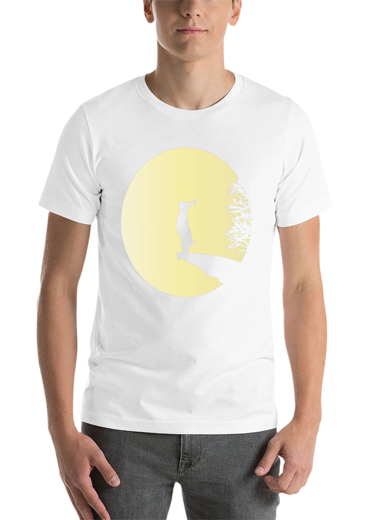 Black Silhouette Rabbit on Moon T-Shirt view 14