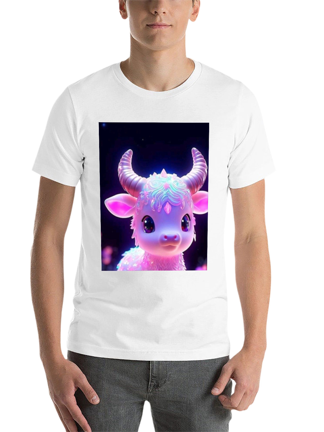 Black Cute Cartoon Cow Graphic Tee - Black view 14