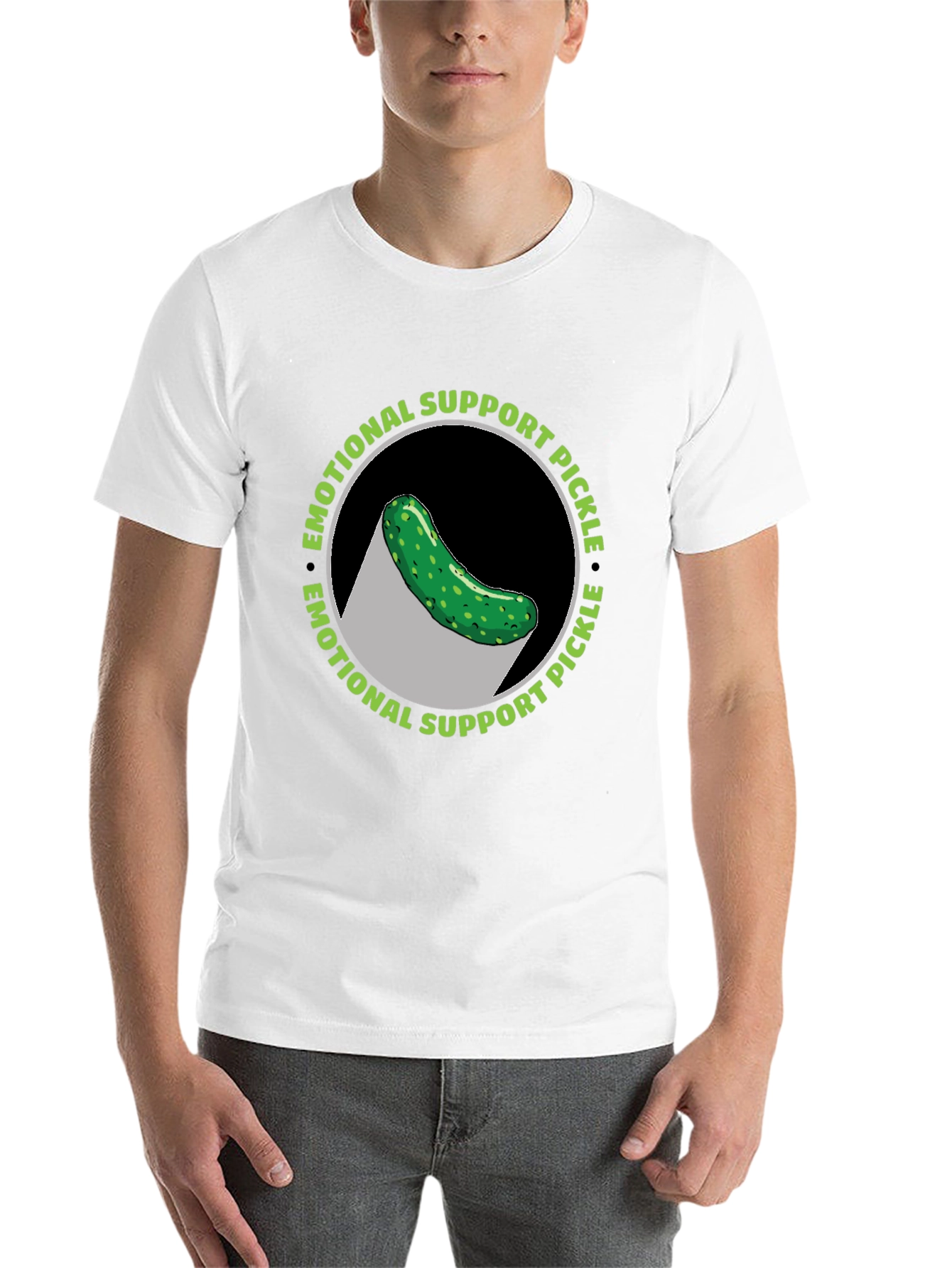 Black Emotional Support Pickle T-Shirt - Funny Graphic Tee view 14