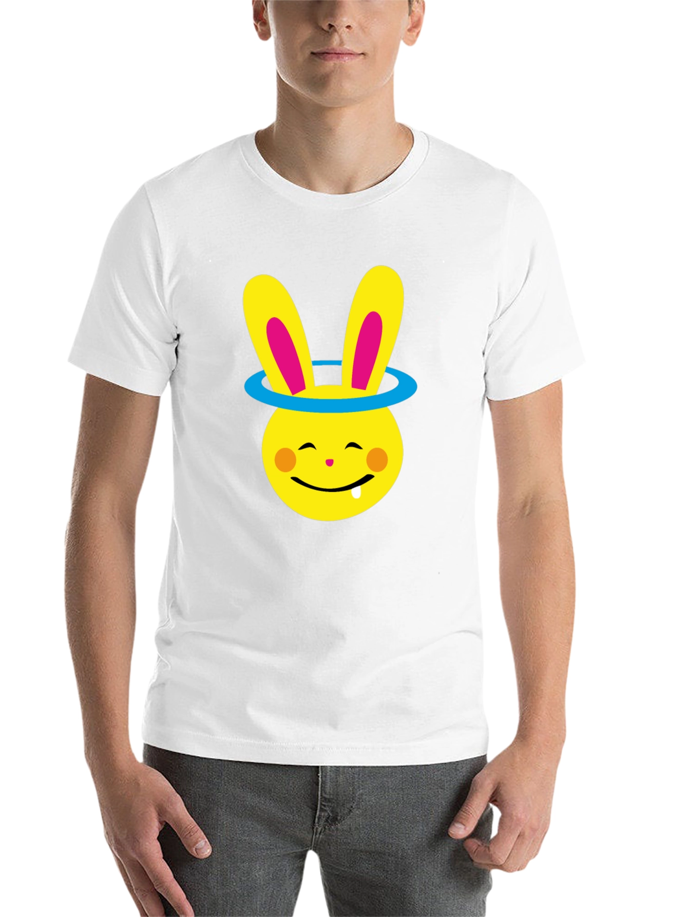 Black Funny Bunny Halo Graphic Tee - Soft Cotton Blend view 14
