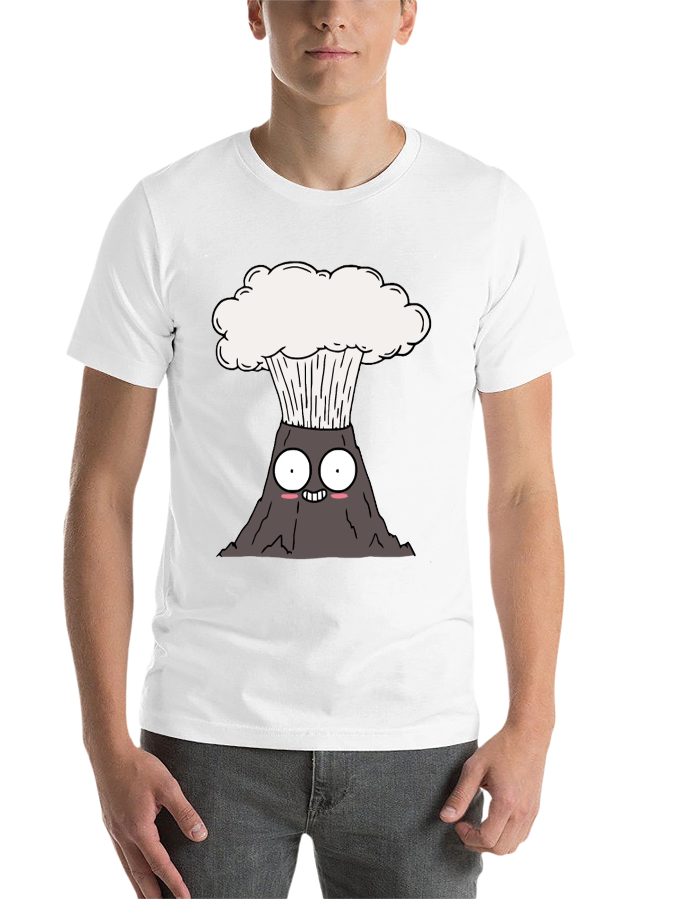 Black Cartoon Volcano T-Shirt - Erupting Style view 14