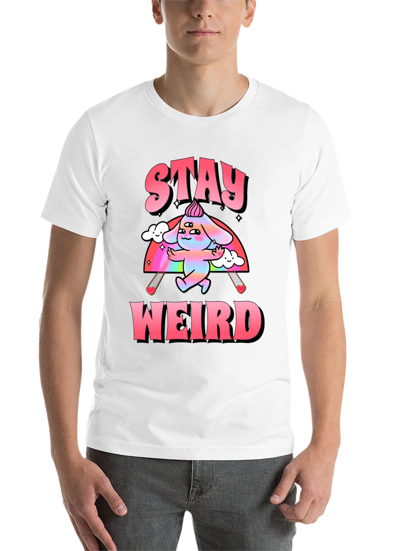 Black Stay Weird Graphic Tee - Black Cotton Blend Shirt view 14