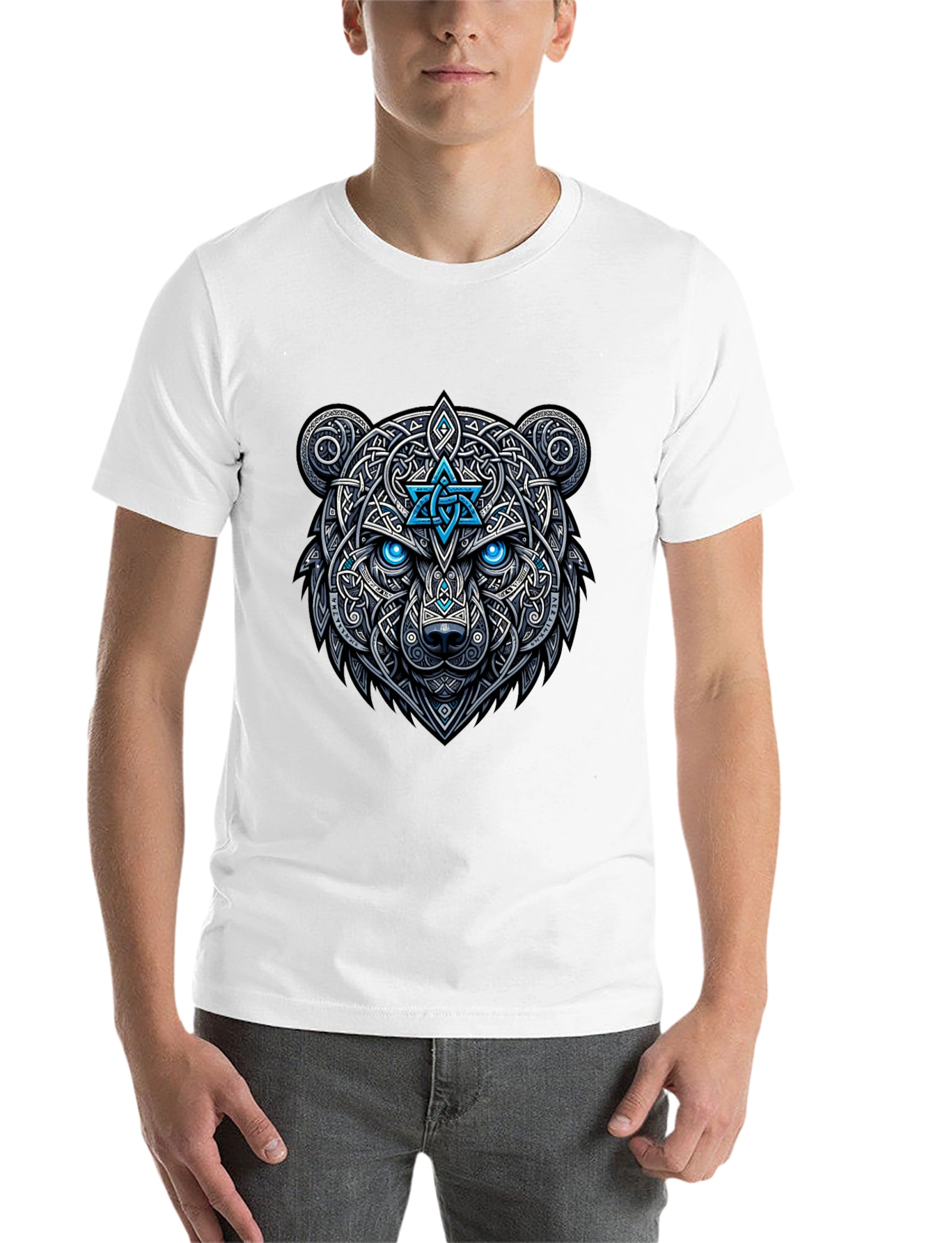Black Celtic Bear Graphic Tee - Black view 14