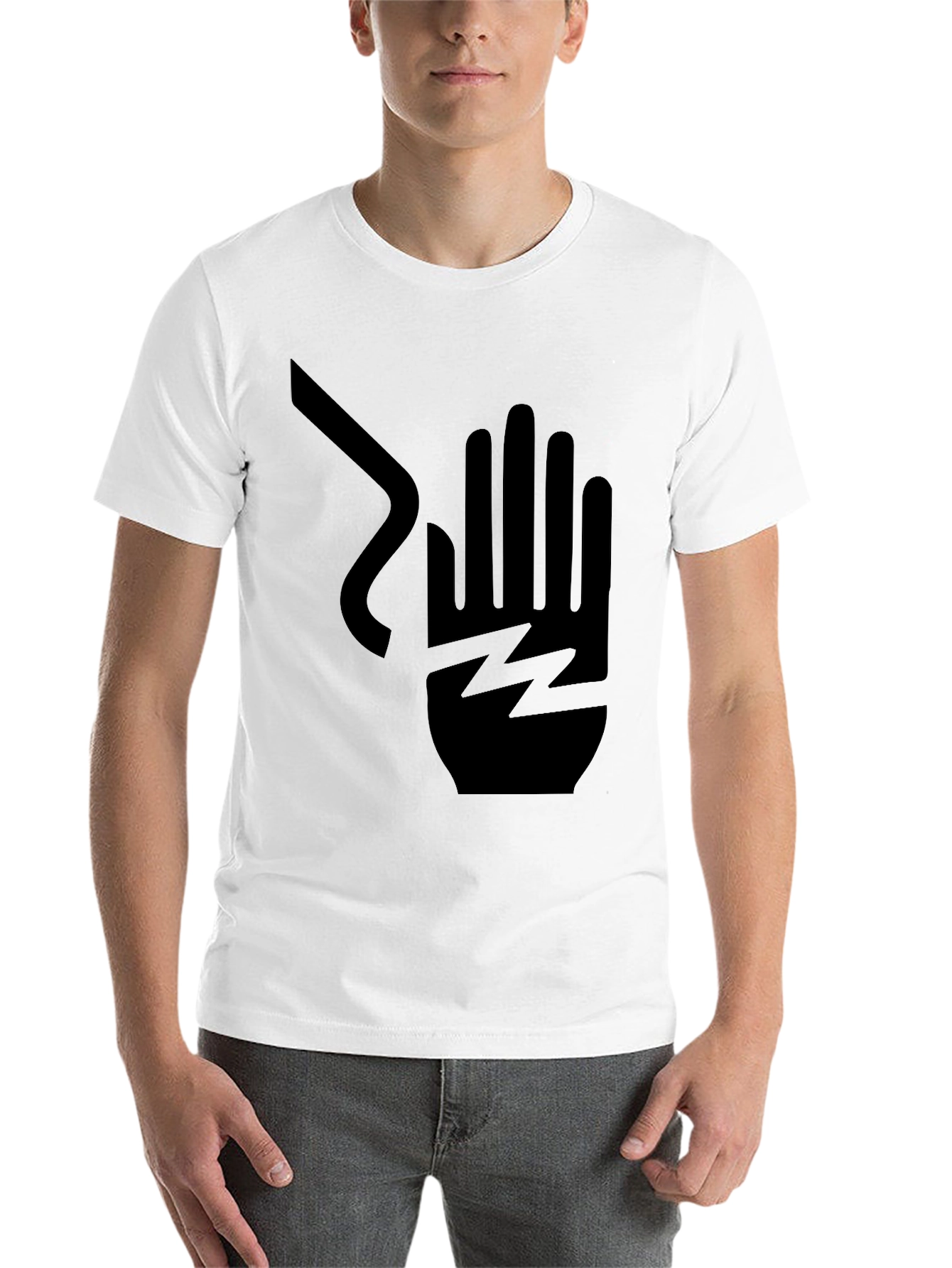 Black Electric Shock Hand Graphic Print T-Shirt view 14