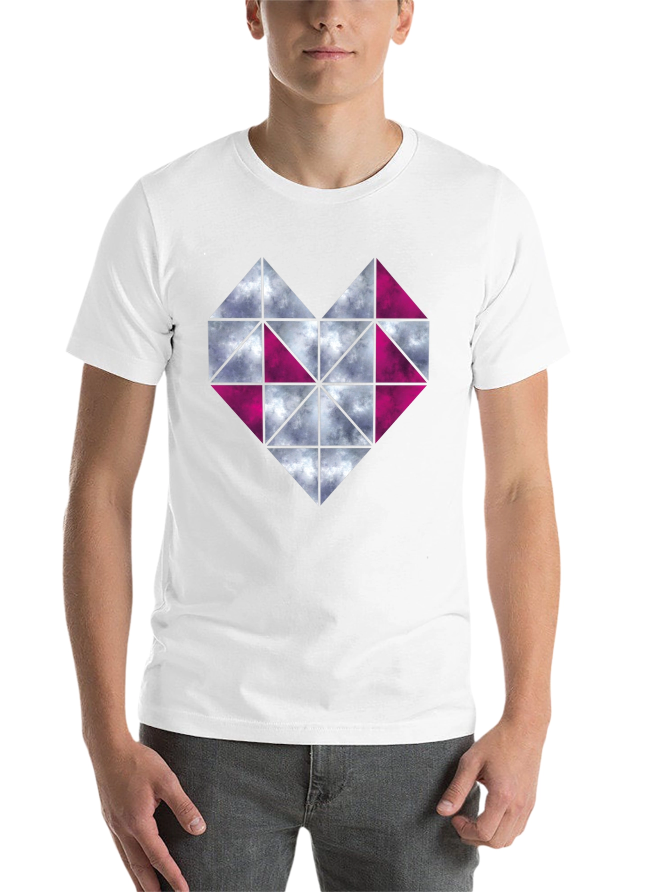 Geometric Heart Graphic Black T-Shirt - 14